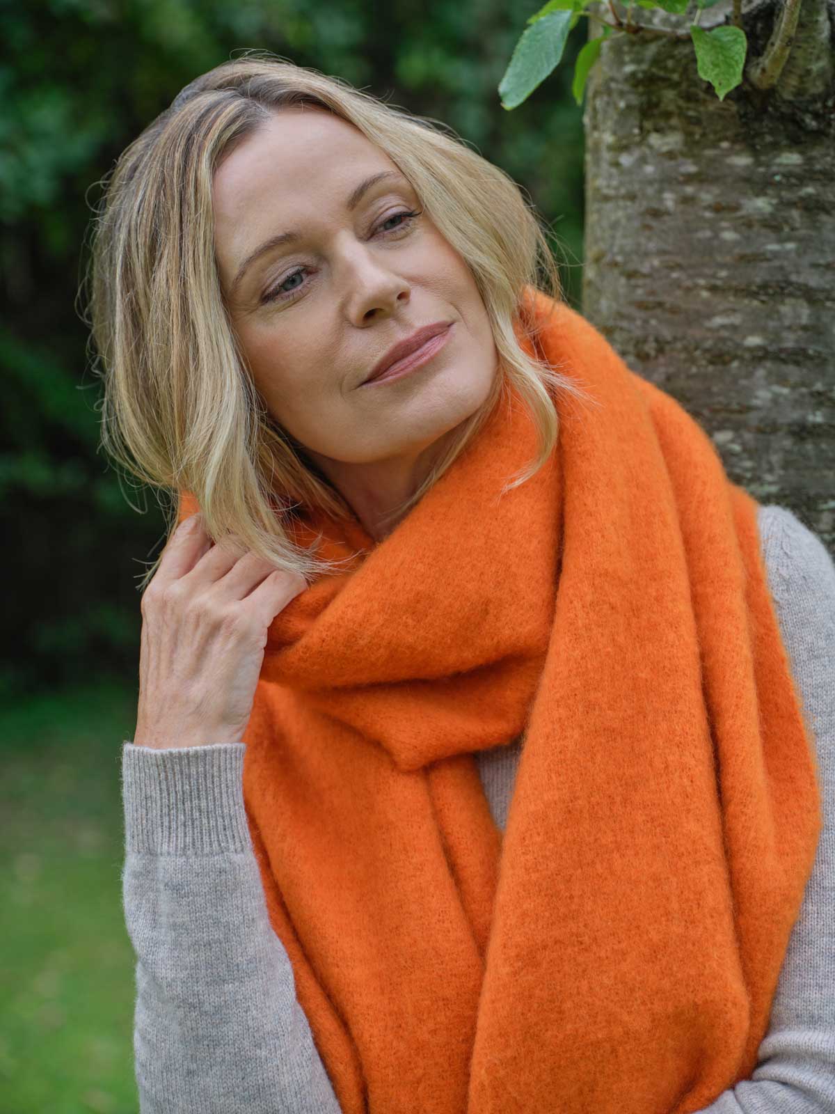 Wool Blend Blanket Scarf - Orange