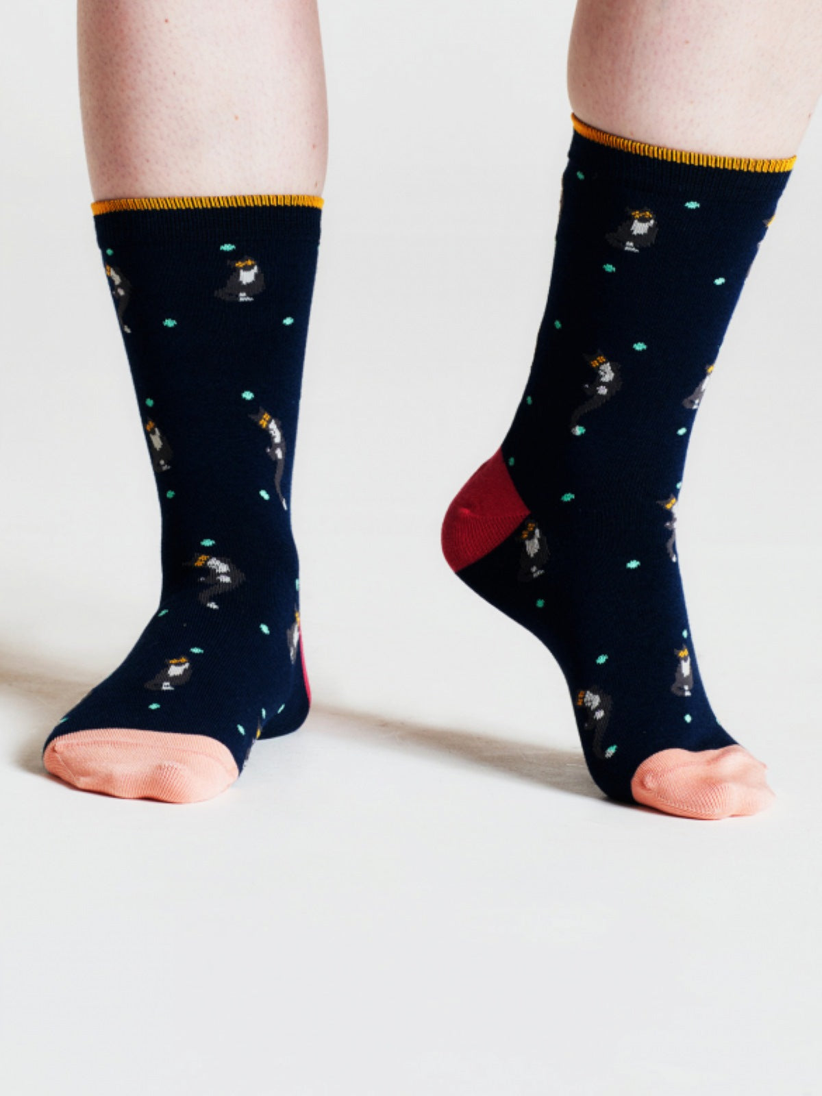 Serafina Cat Bamboo Socks - Navy