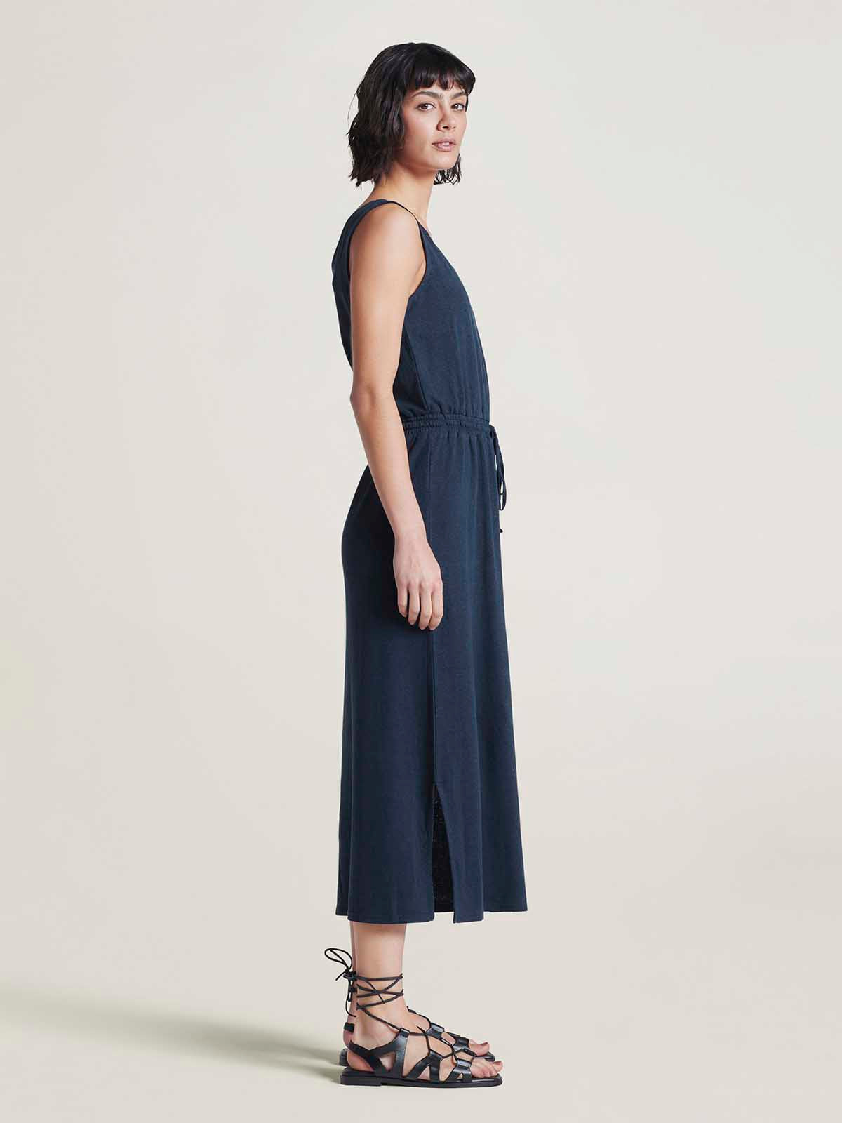 The Classic Hemp Jersey Tank Maxi Dress Navy