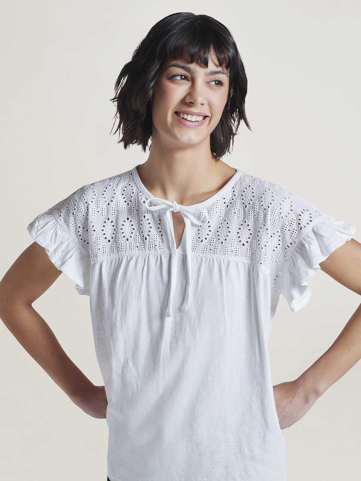 Lucky Brand 100% Cotton embroidered top