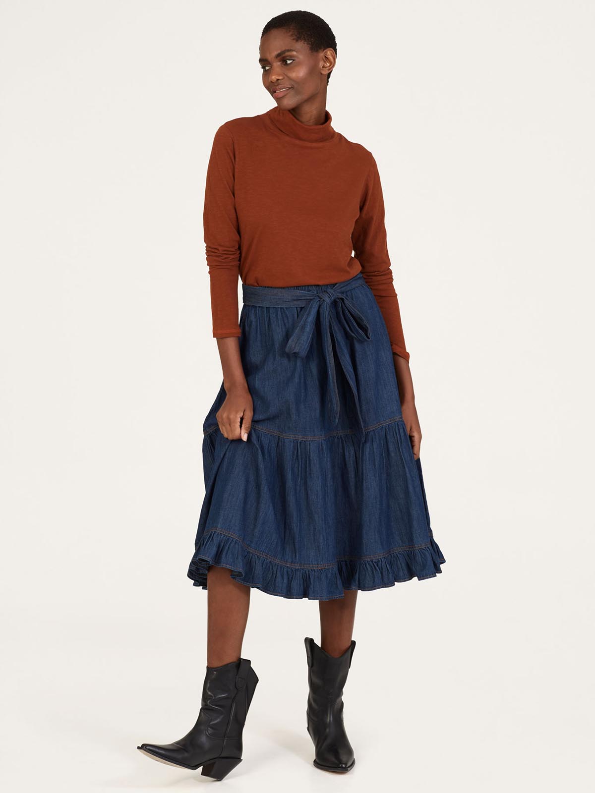 Buy Jean Tiered Skirt Online In India - Etsy India