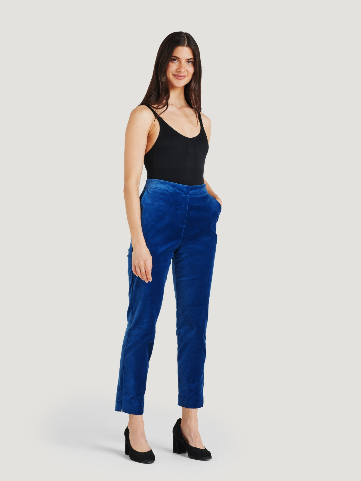 Flared velour trousers - Light blue - Ladies | H&M