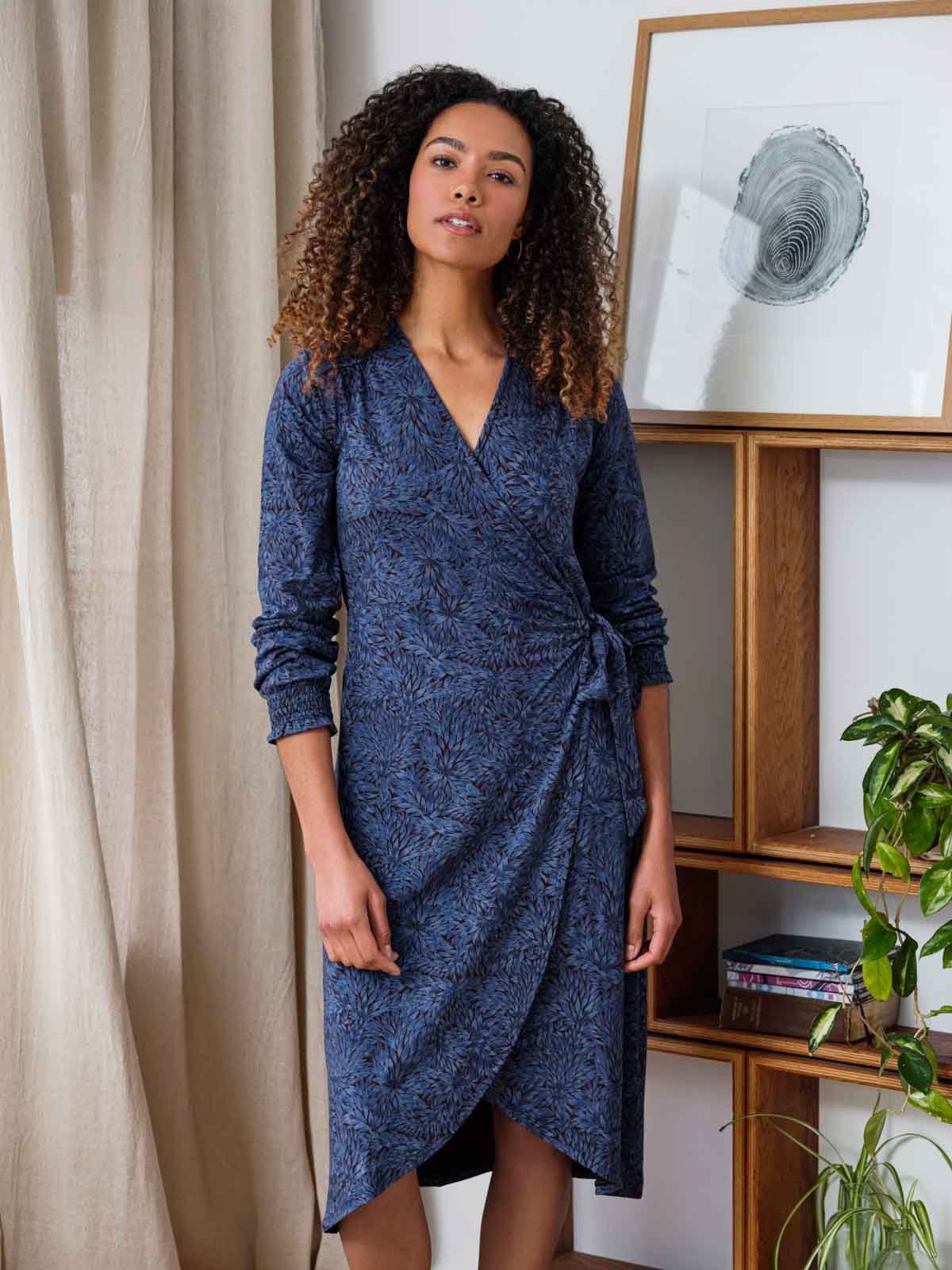 Adoette Lenzing Ecovero Printed Wrap Dress Dark Sapphire Blue