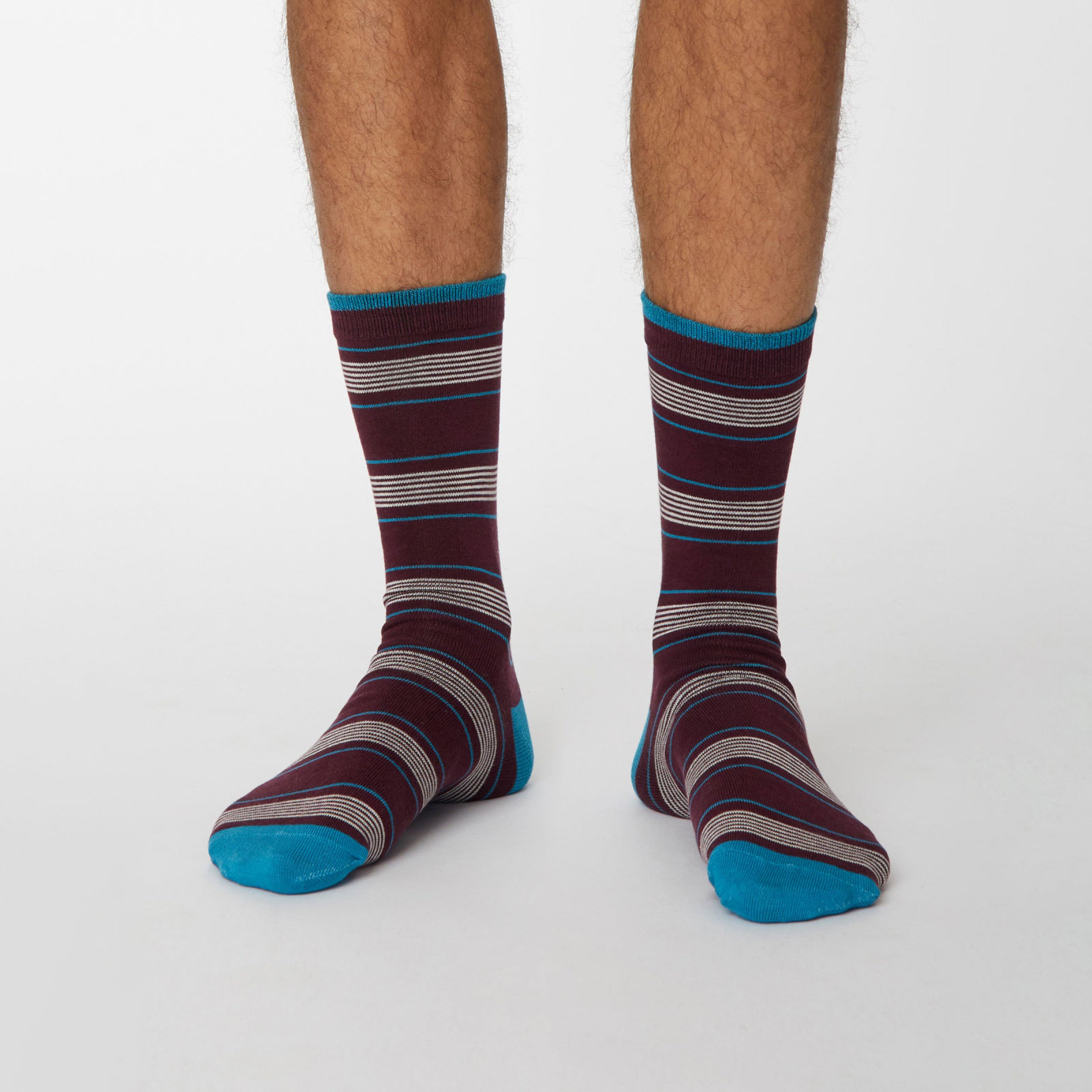 Edoardo Stripe Socks - Wine Red