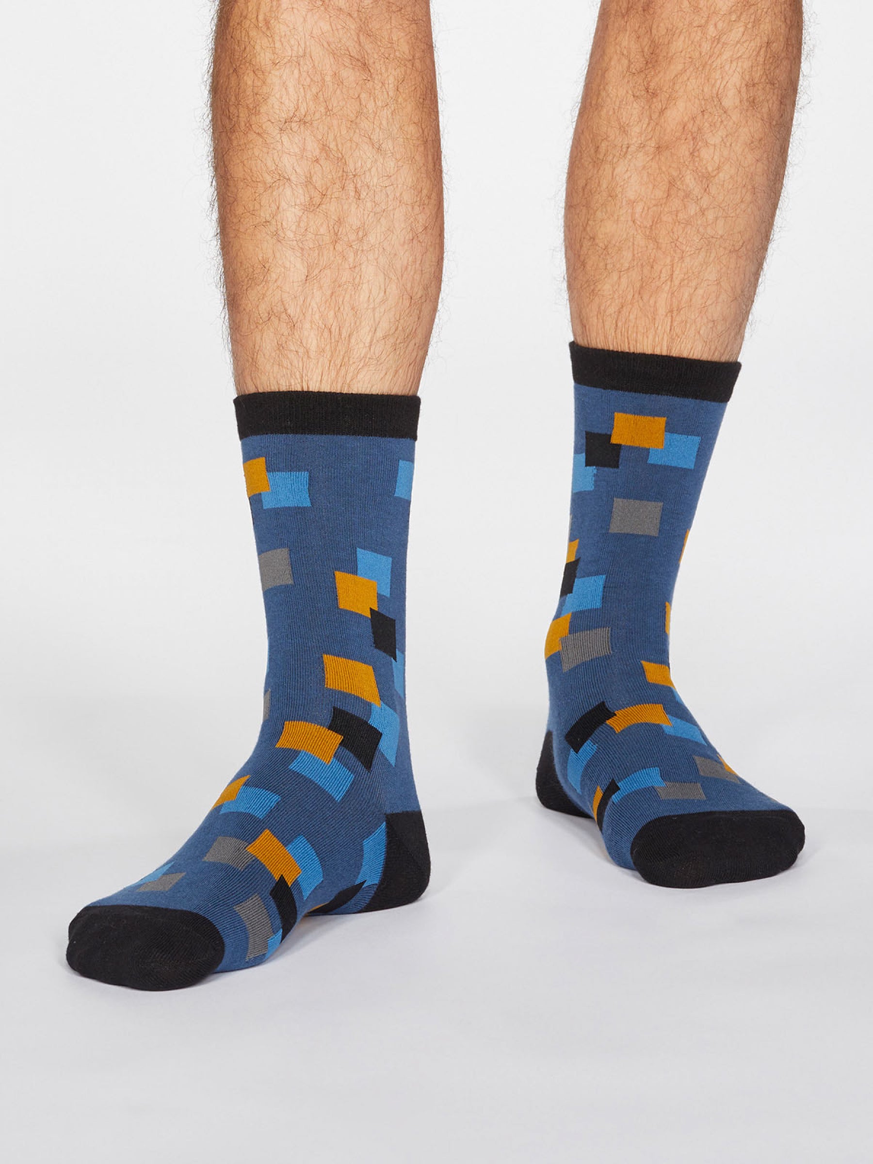 Evan Square Socks - Denim Blue