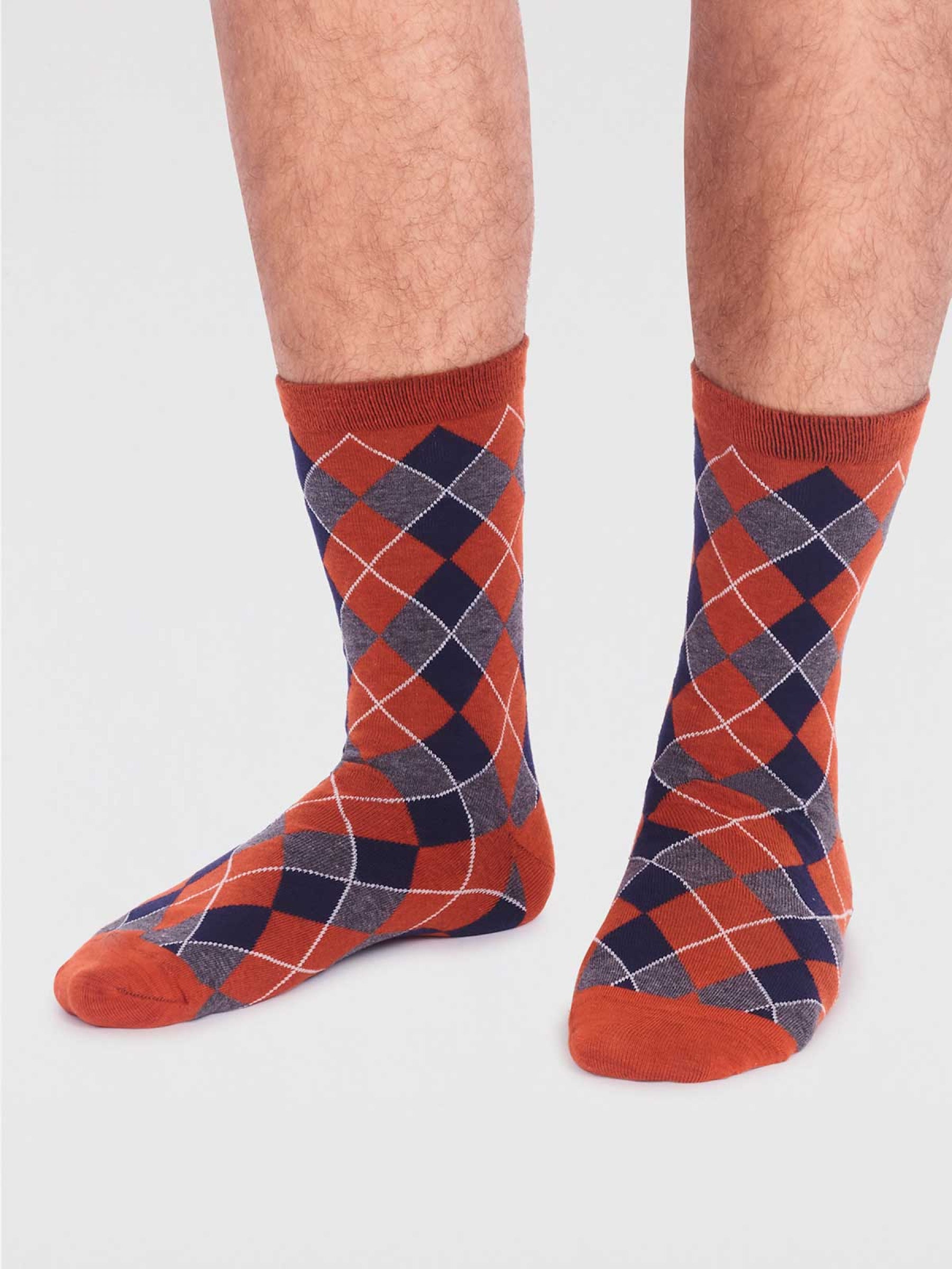 Ivan Organic Cotton Check Socks - Jaffa Orange