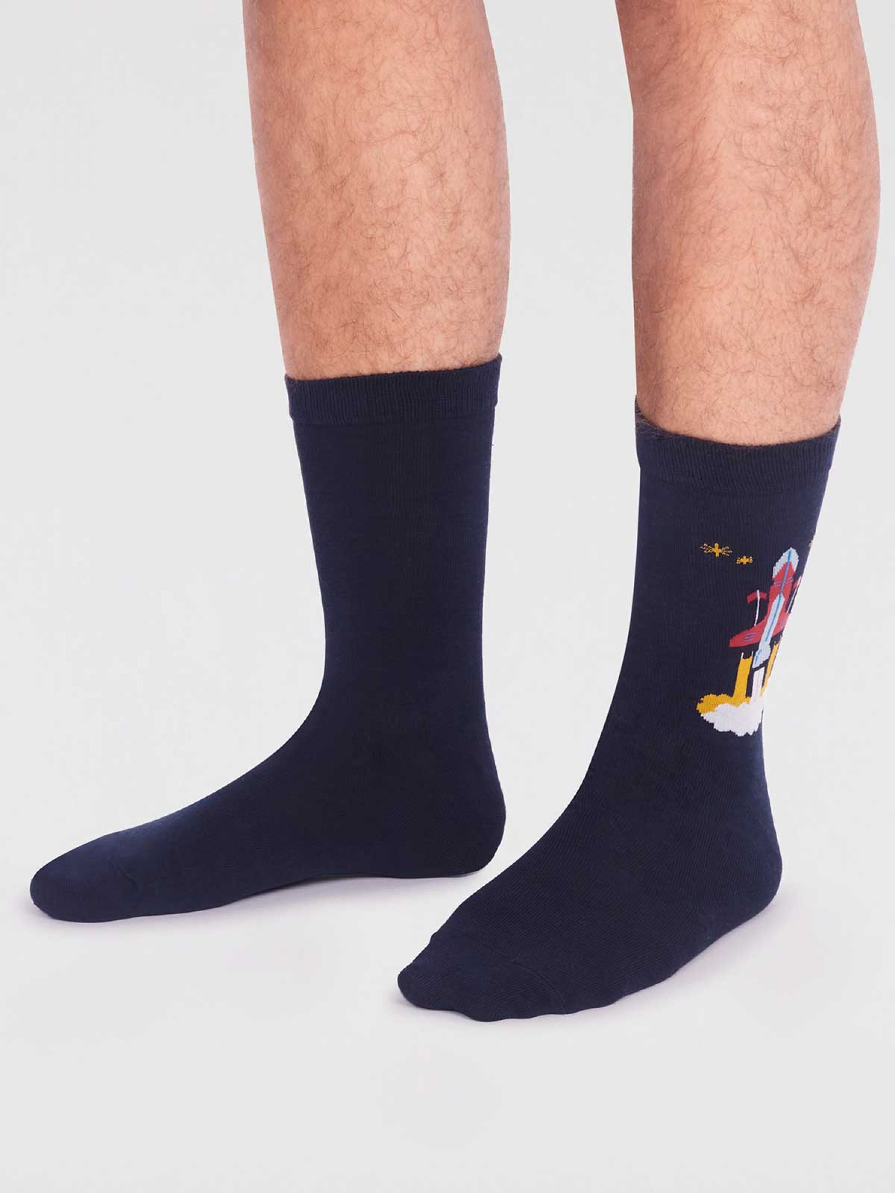 Onyx Organic Cotton Rocket Socks - Navy