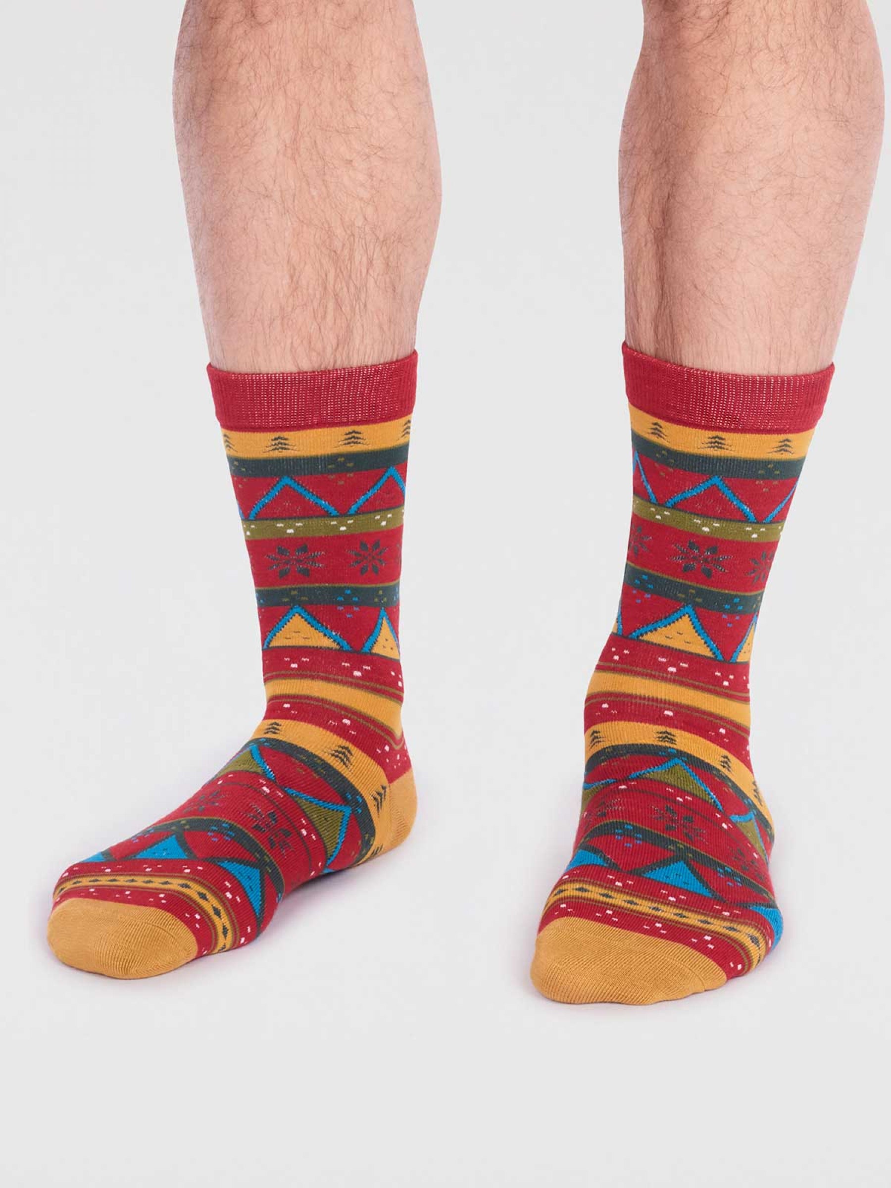 Casper Bamboo Christmas Fairisle Socks - Bright Red