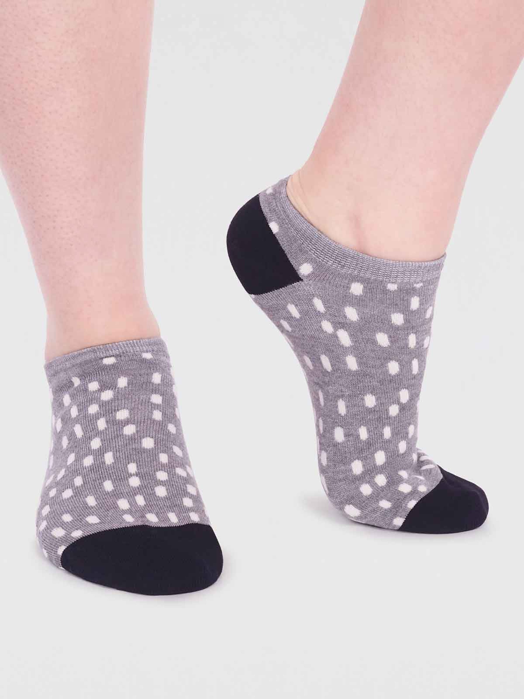 Serena Bamboo Spot Trainer Sock - Grey Marle