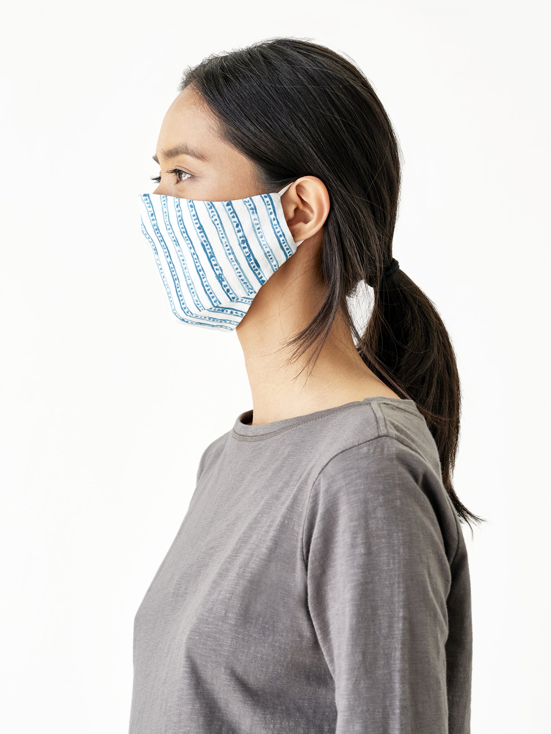 Organic Cotton Printed Face Mask - Gallone Blue