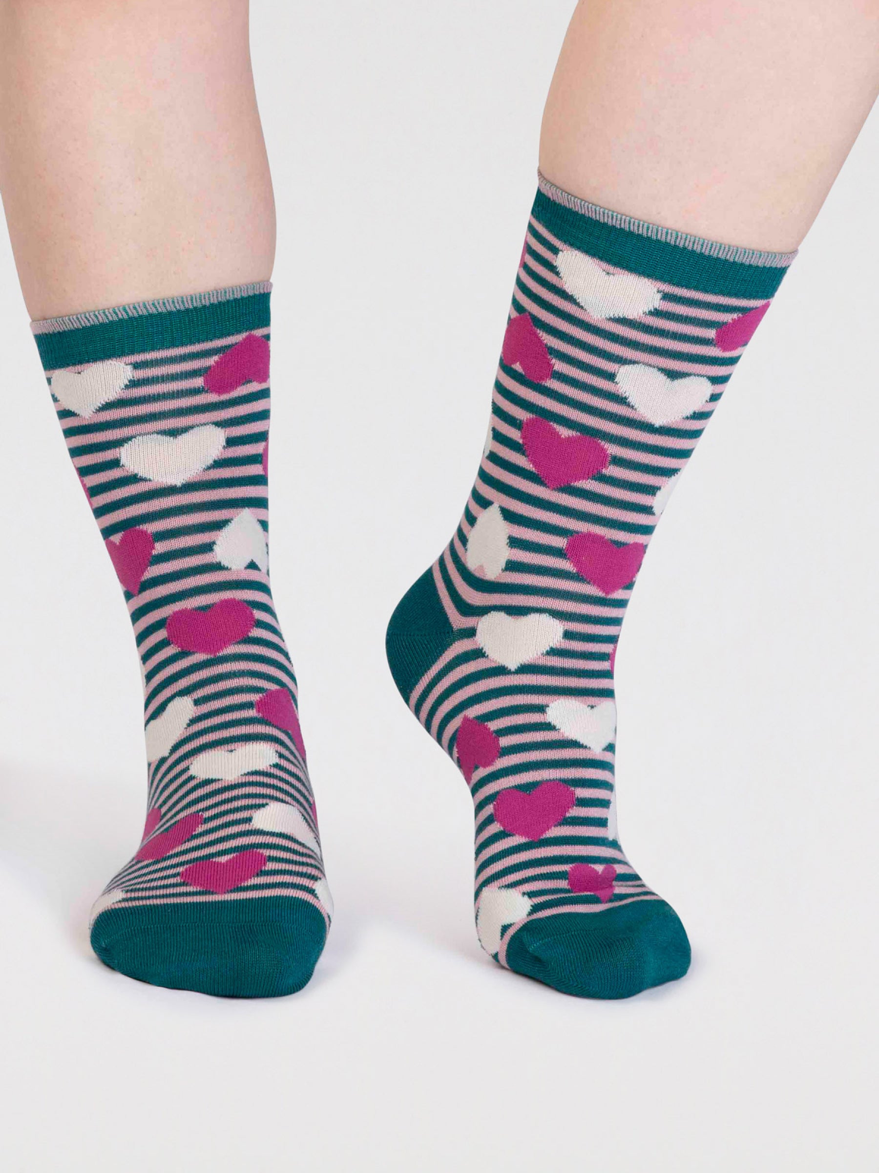 Haddie Bamboo Love Heart Socks - Malachite Green