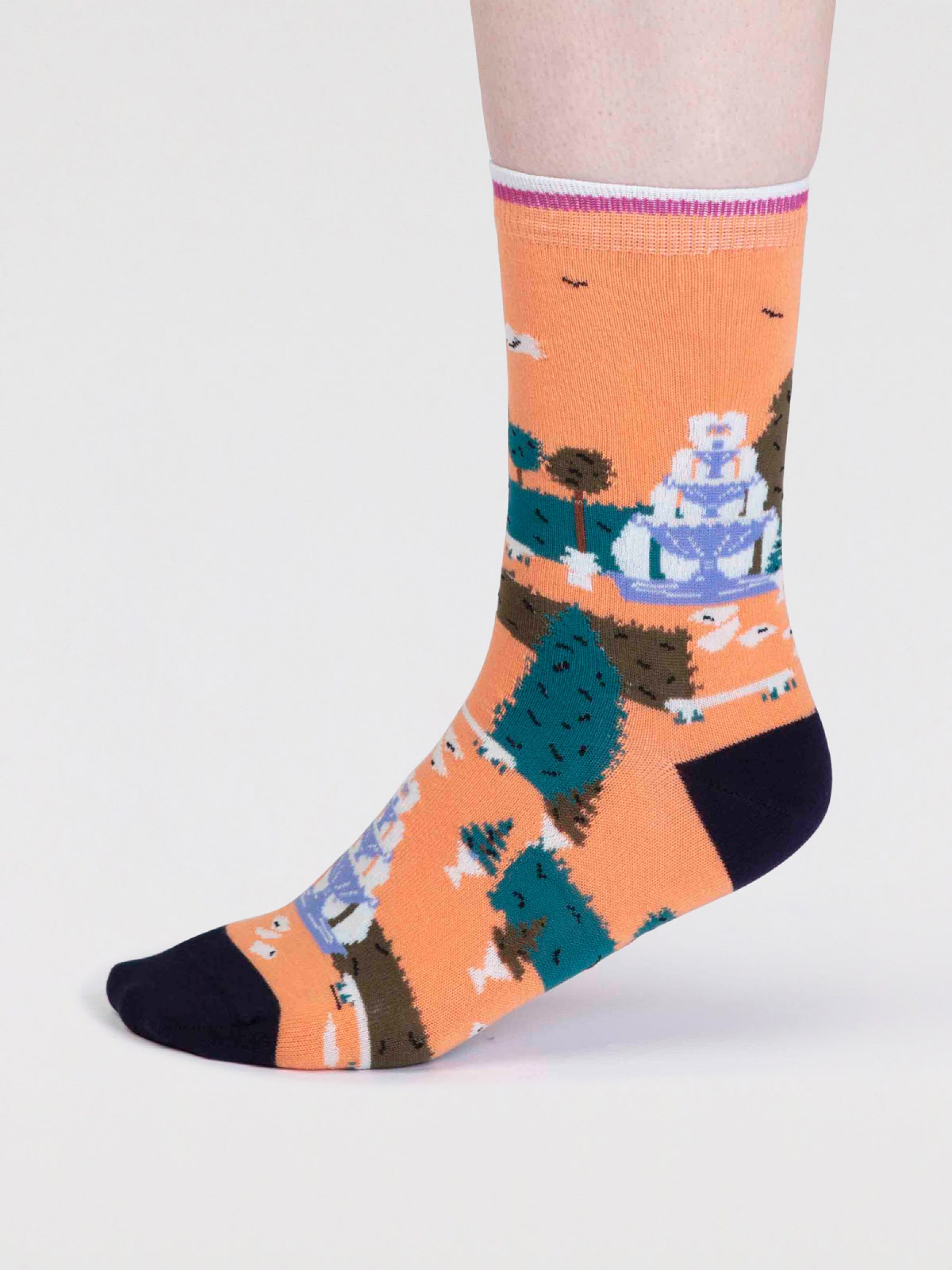 Lisette Women's Organic Cotton Garden Socks - Peach Orange