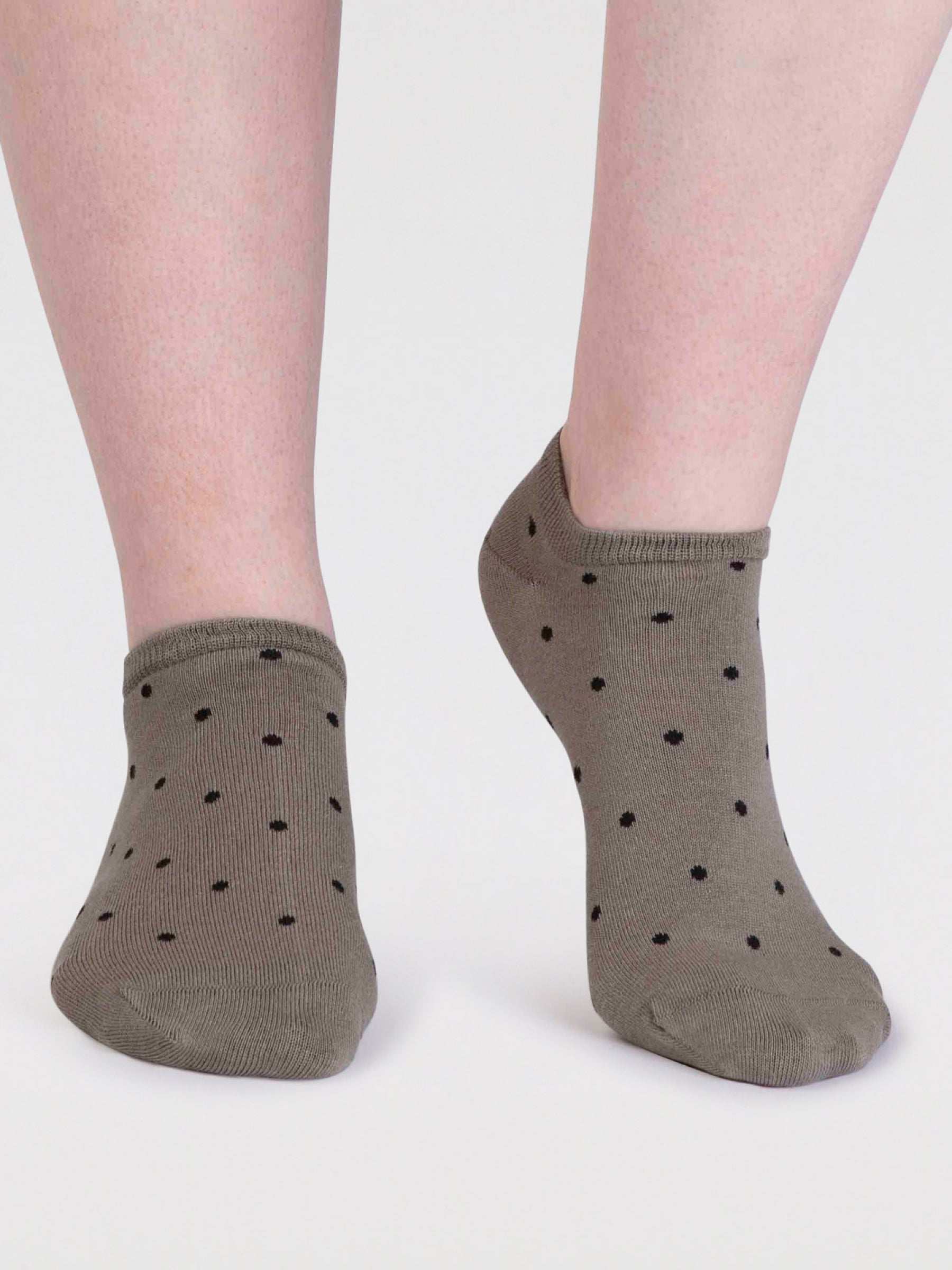 Dottie Bamboo Spotty Trainer Socks - Pea Green