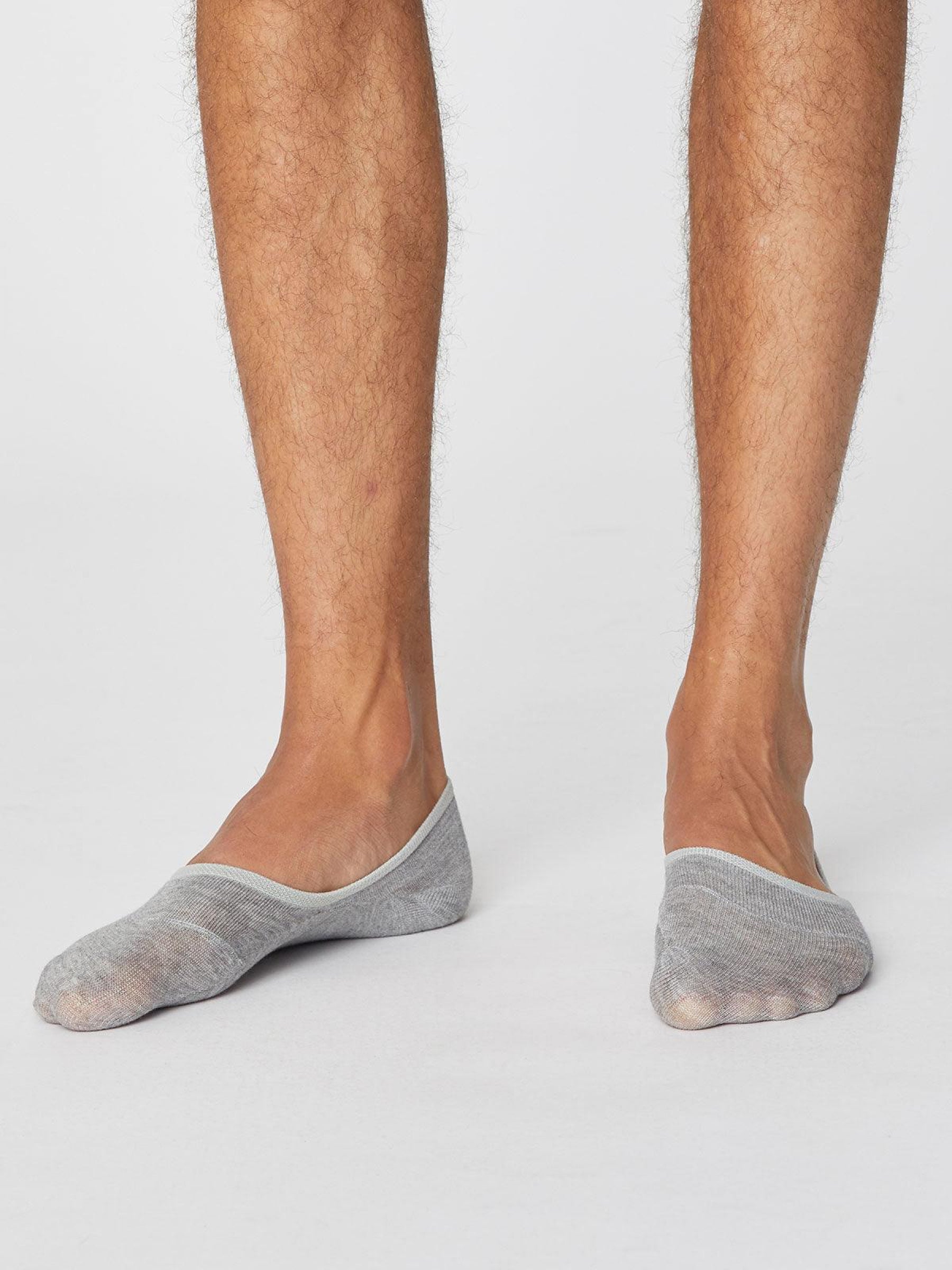 No Show Men's Invisible Socks - Mid Grey Marl