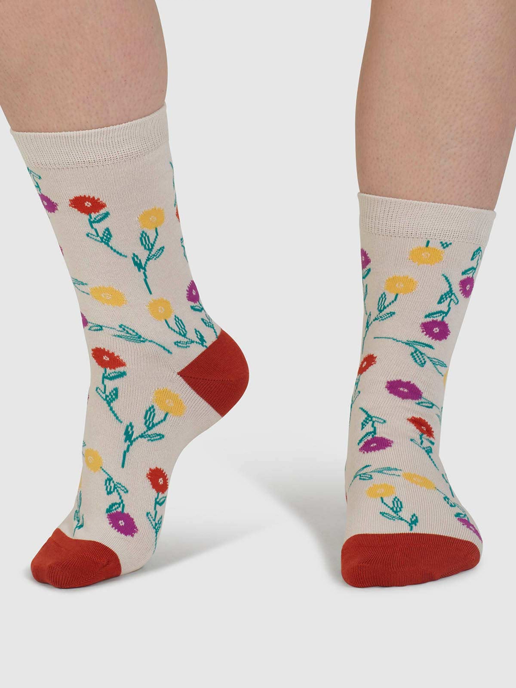 Flavia Floral Bamboo 4 Pack Sock Box - Multi