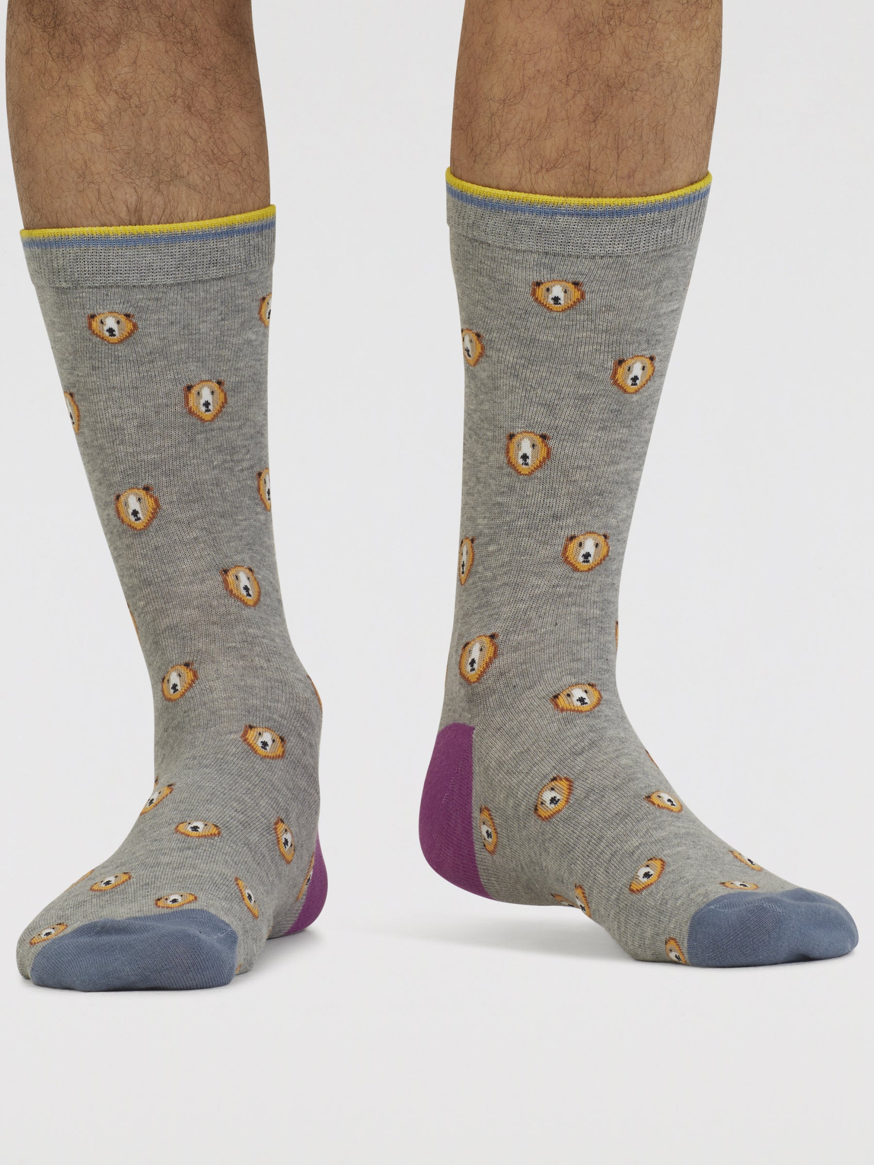 Axel Bear Organic Cotton Socks - Mid Grey Marle