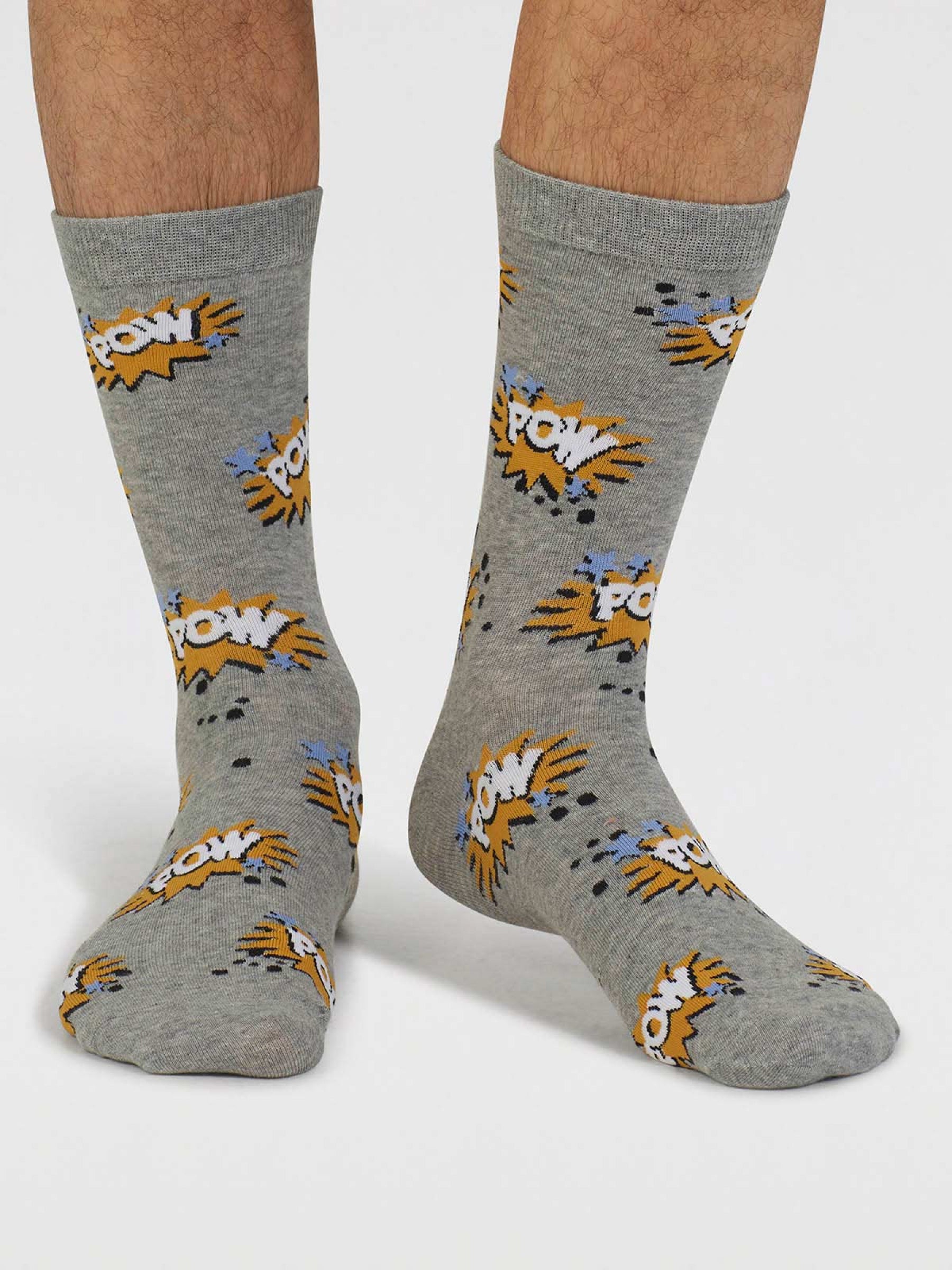 Tayler Art Pop Organic Cotton Socks - Mid Grey Marle