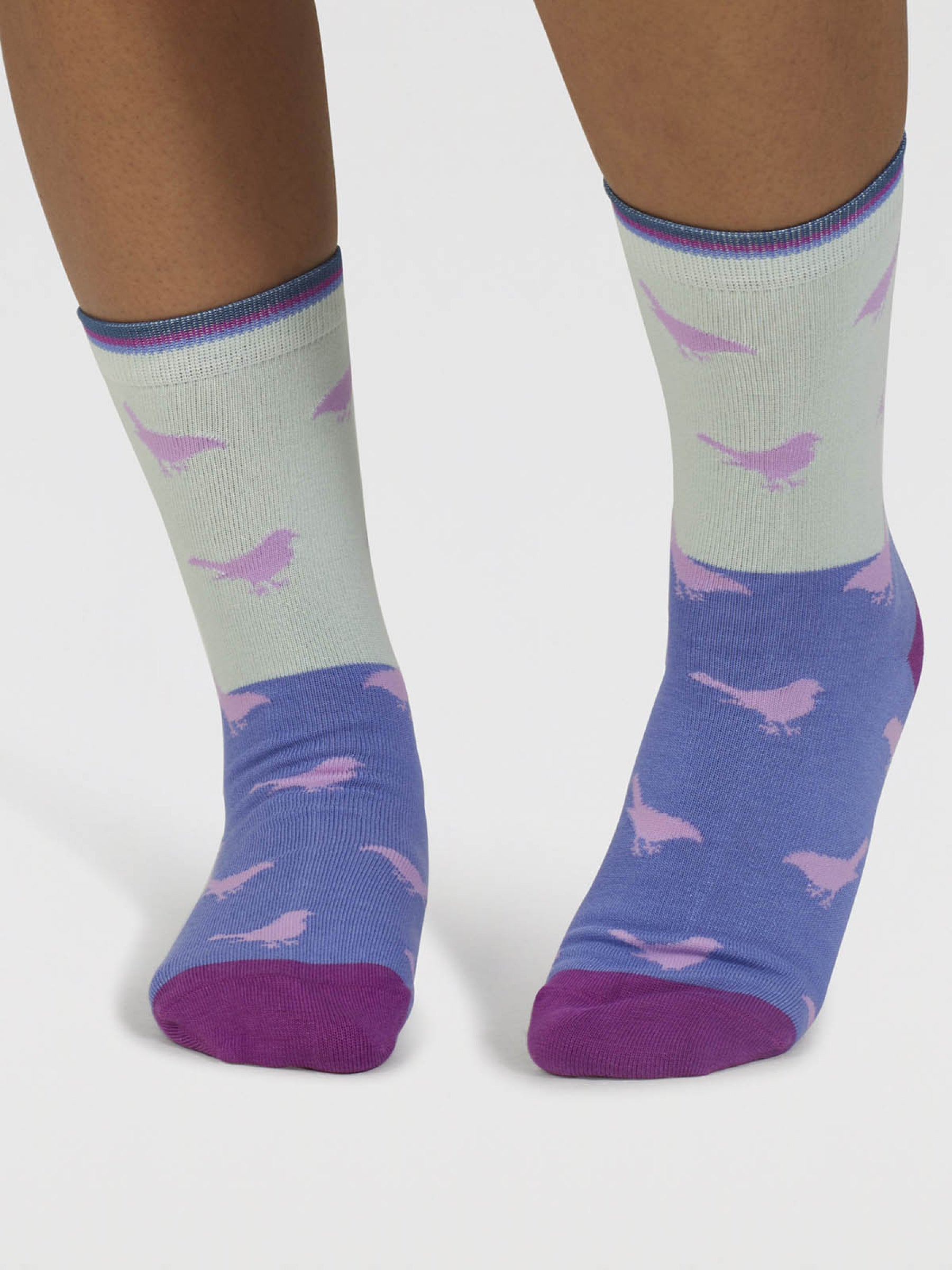 Birdie Colour Block Bamboo Socks - Spearmint Green