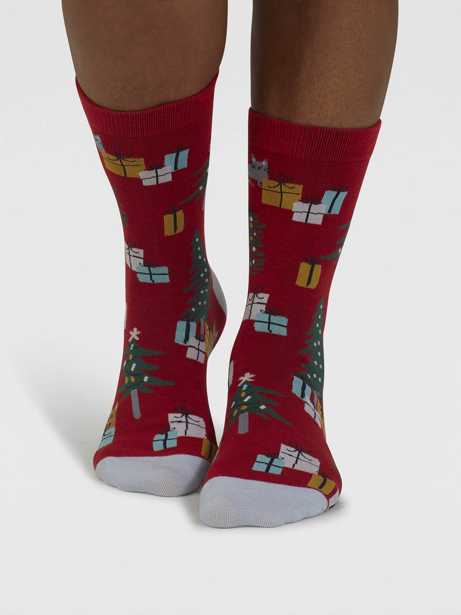 Jemila Christmas Organic Cotton Socks - Poppy Red