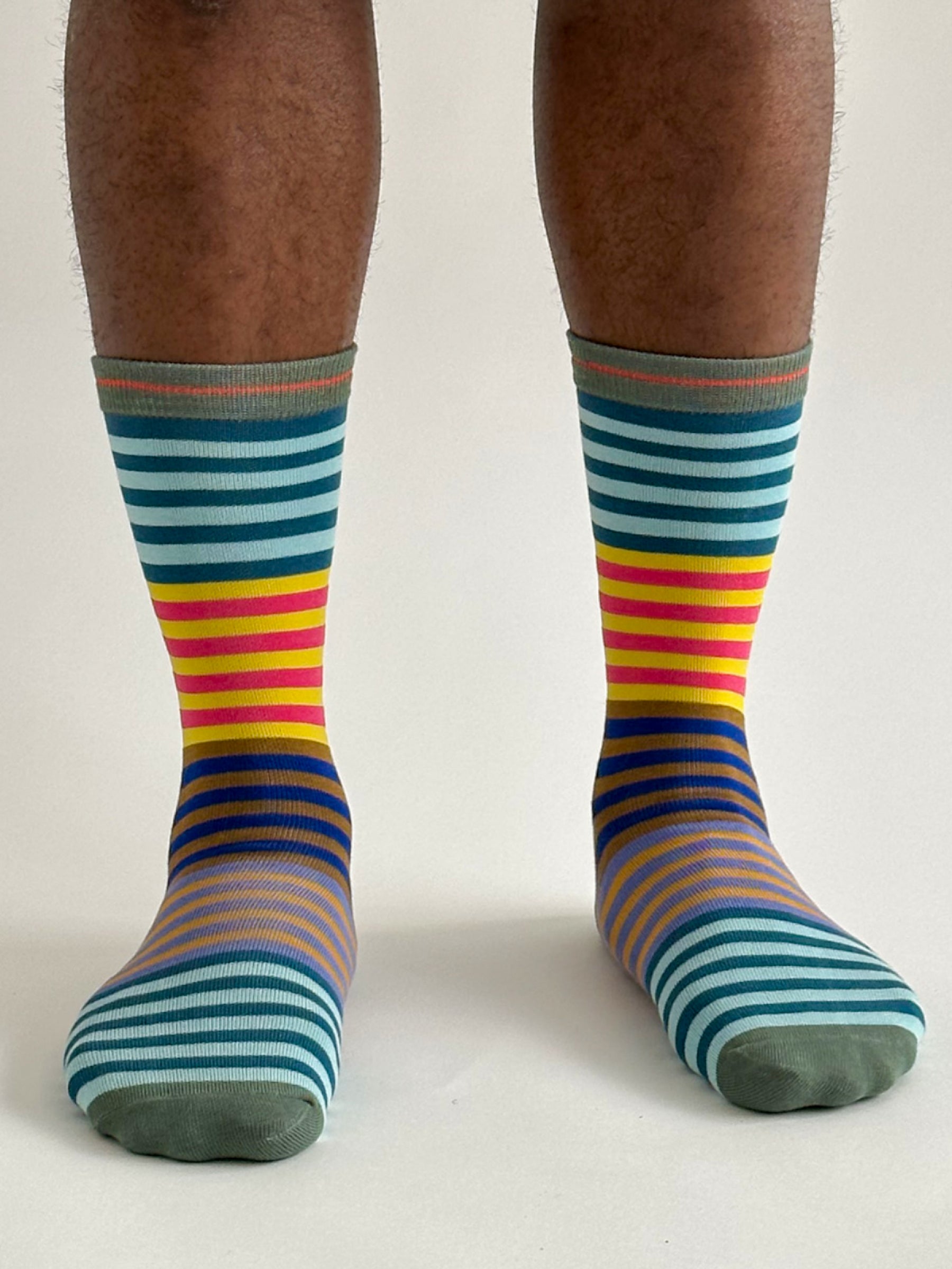 Reid Stripe Bamboo Socks - Green