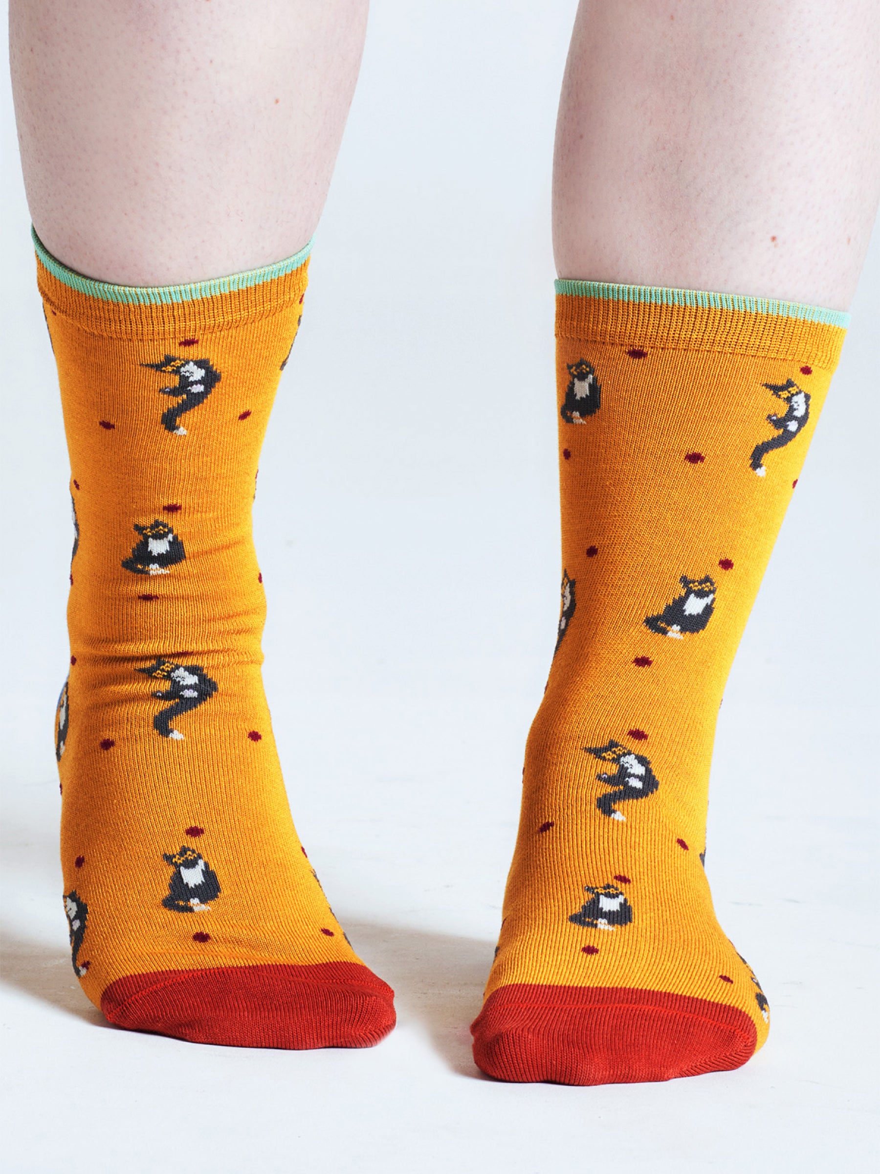 Serafina Cat Bamboo Socks - Yellow