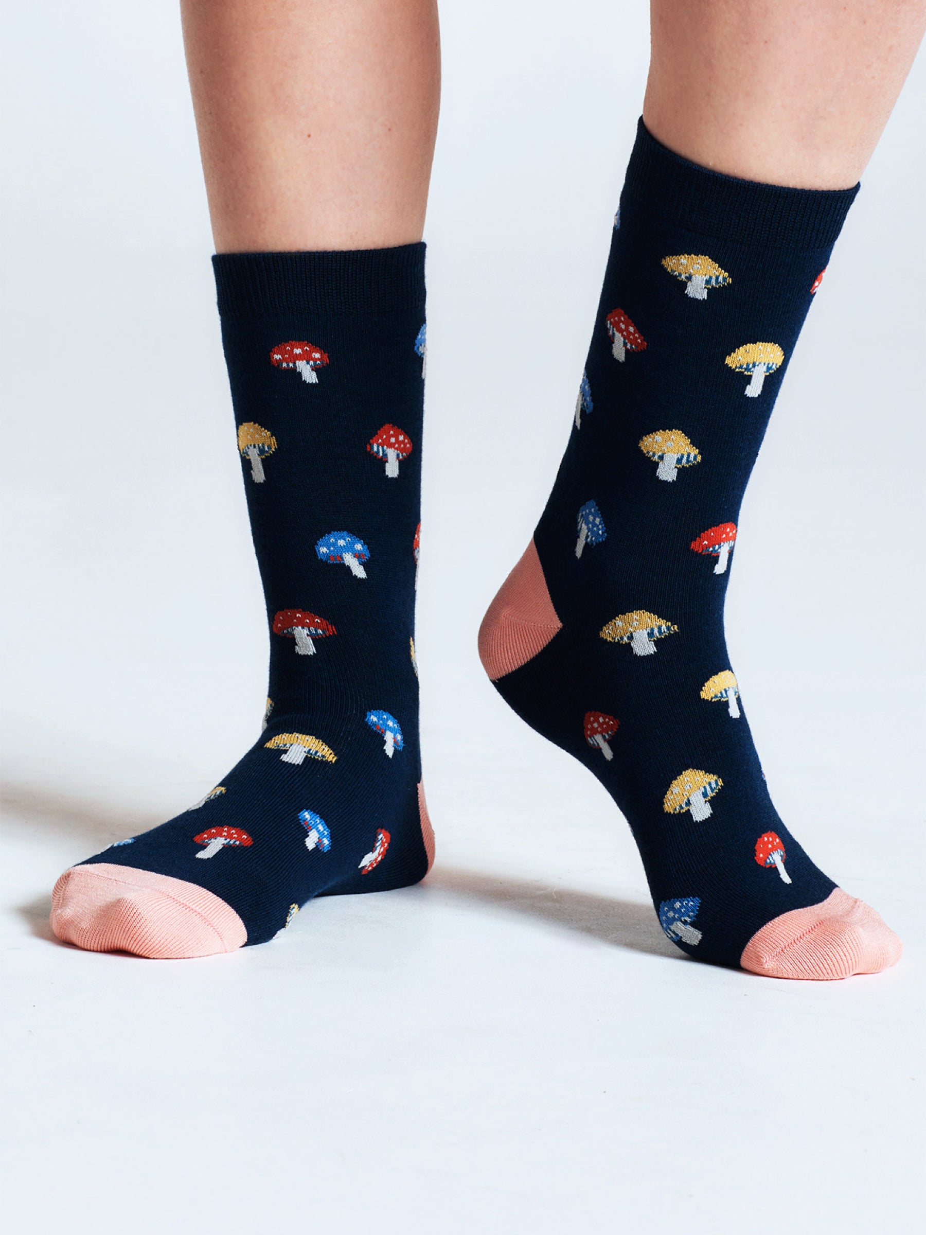 Valeriana Mushroom Bamboo Socks - Navy