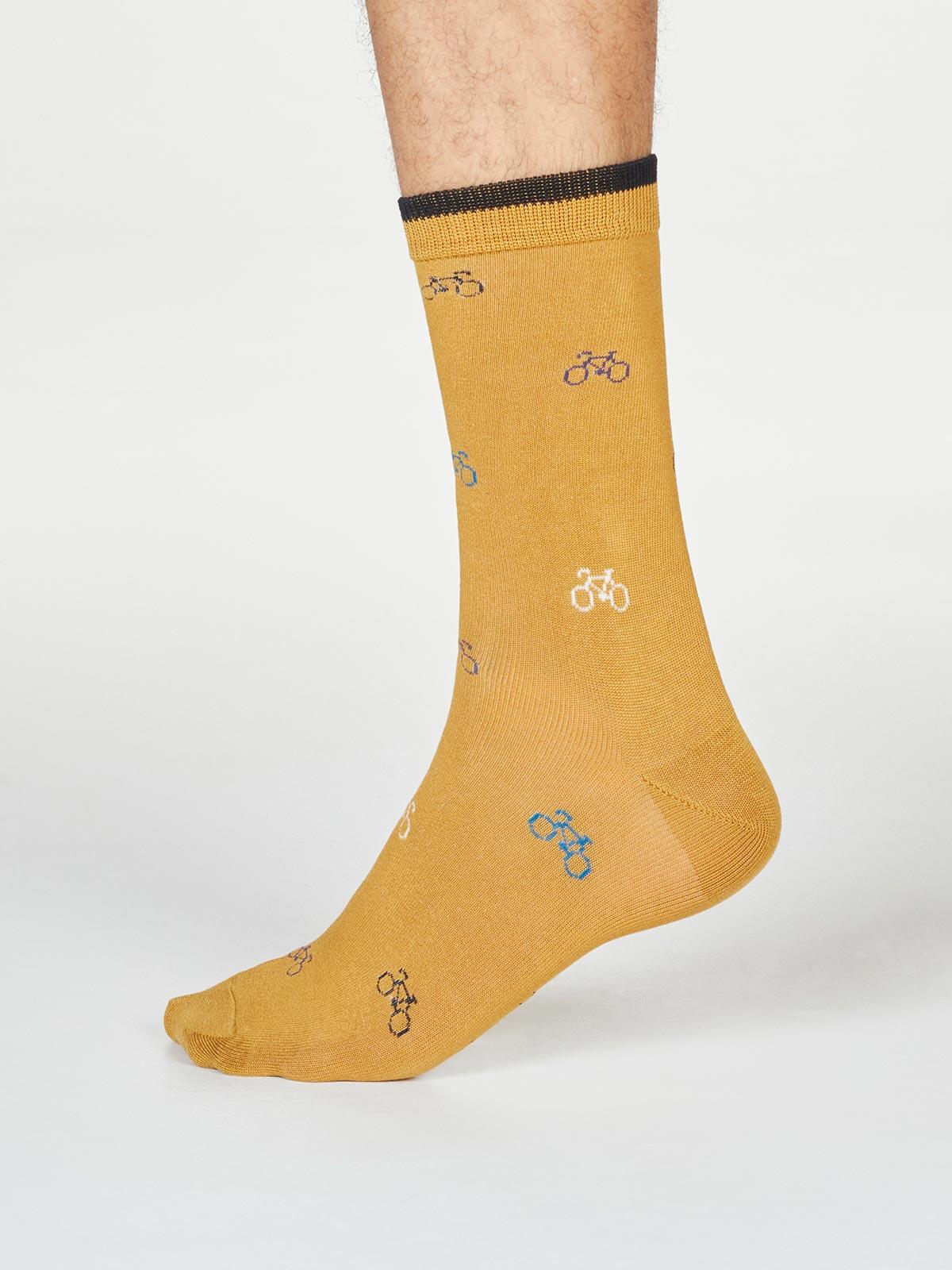 Fergus Bicycle Socks - Amber Yellow - Thought Clothing UK