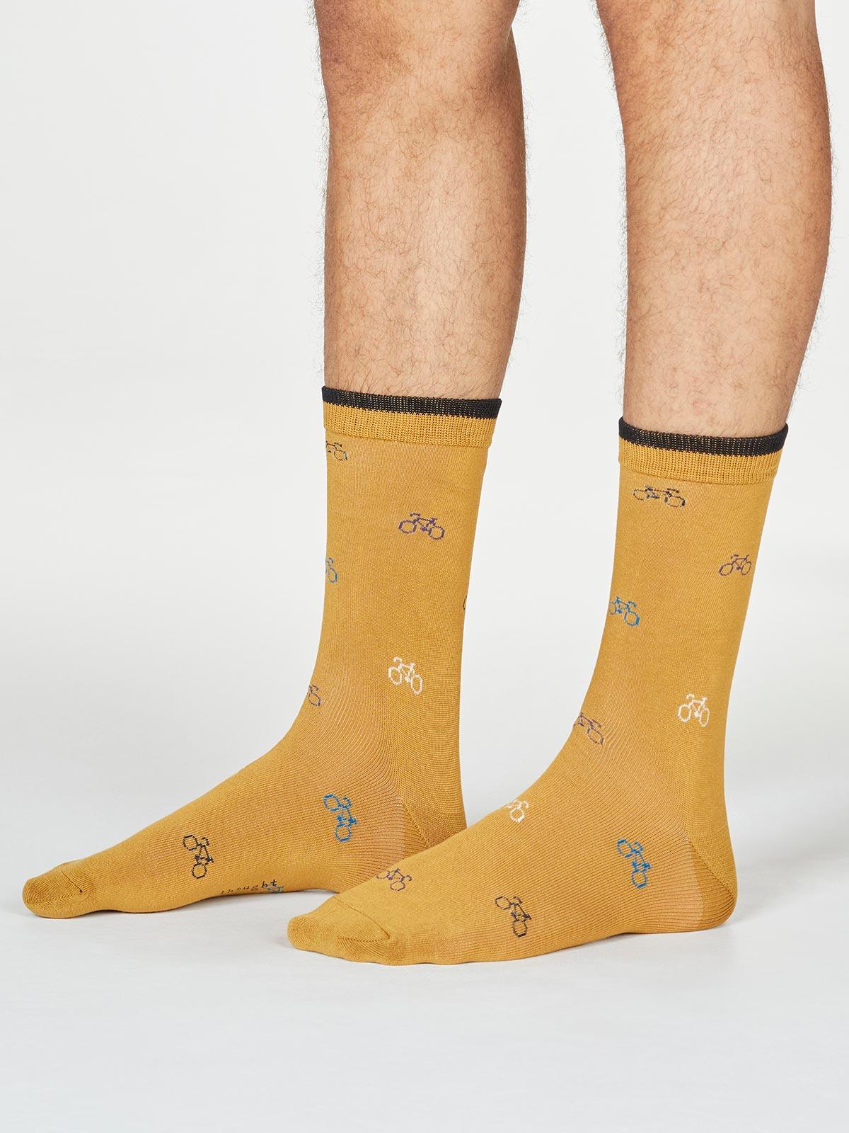 Fergus Bicycle Socks - Amber Yellow - Thought Clothing UK