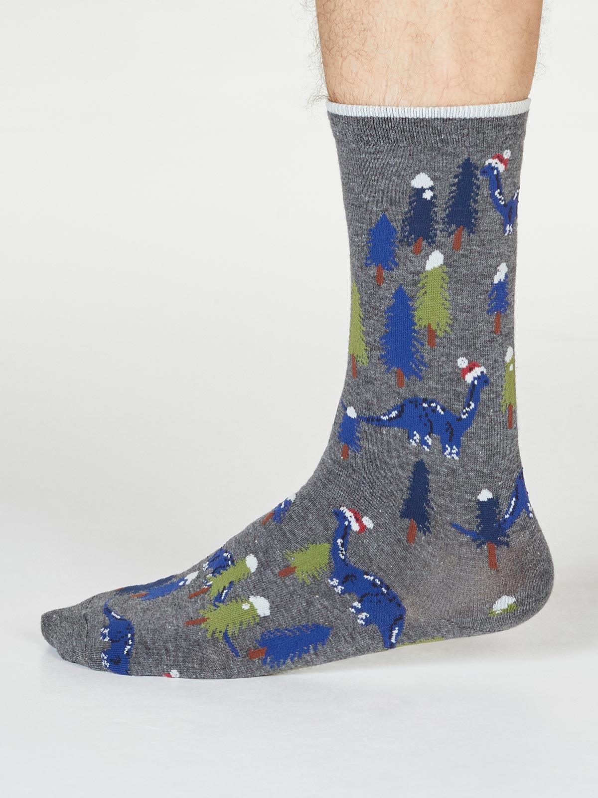 Jimason Dinosaur Socks - Dark Grey Marle - Thought Clothing UK