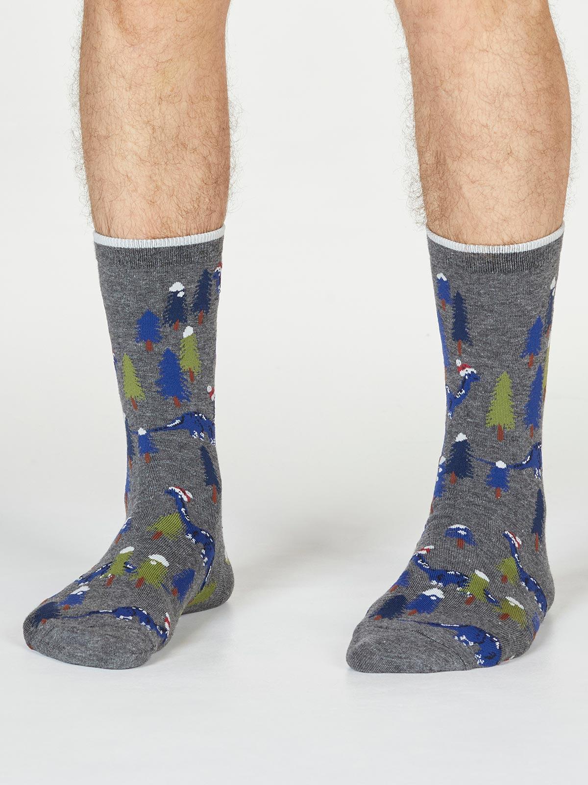 Jimason Dinosaur Socks - Dark Grey Marle - Thought Clothing UK