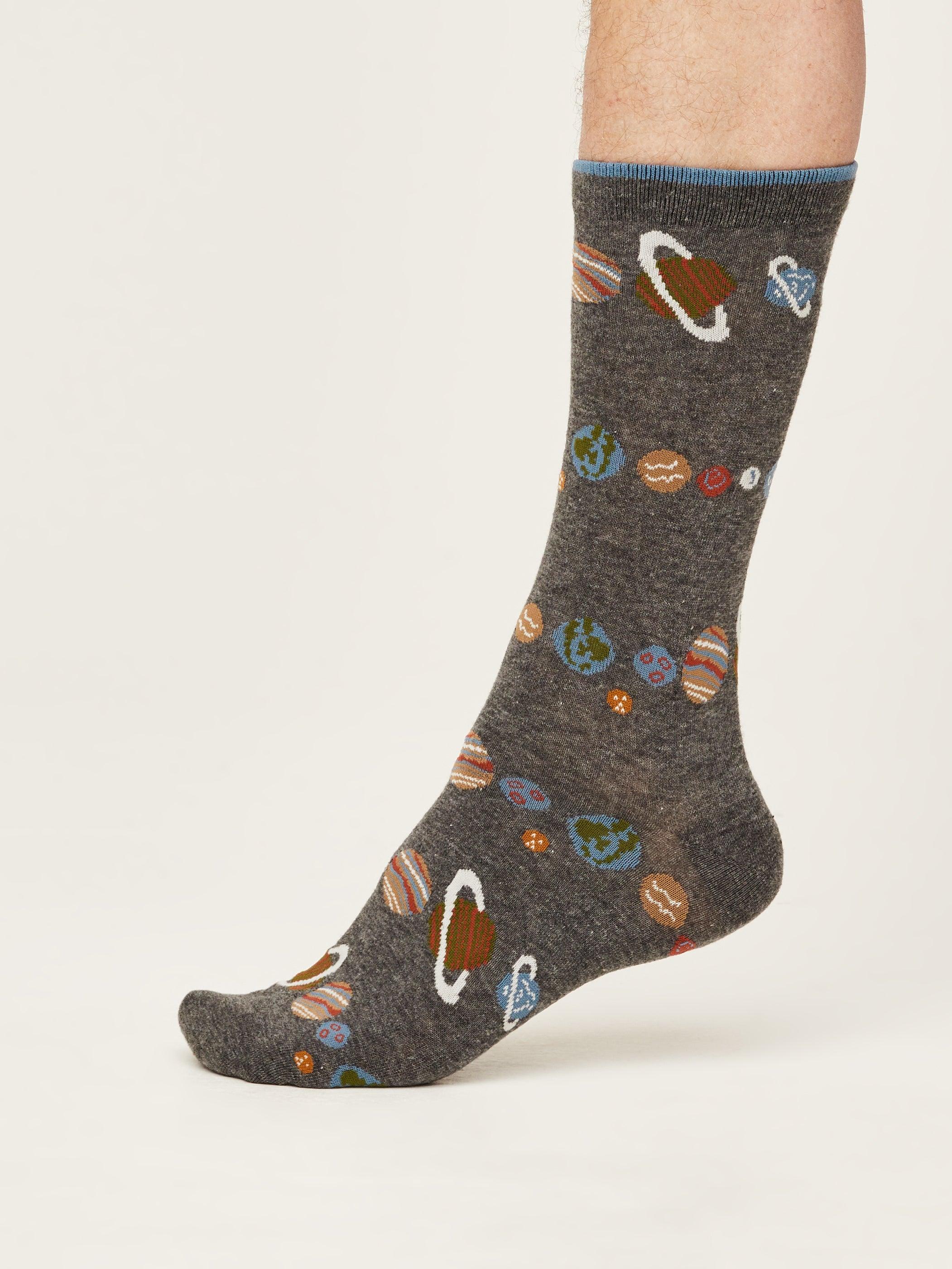 GOTS Galactic Socks - Dark Grey Marle - Thought Clothing UK