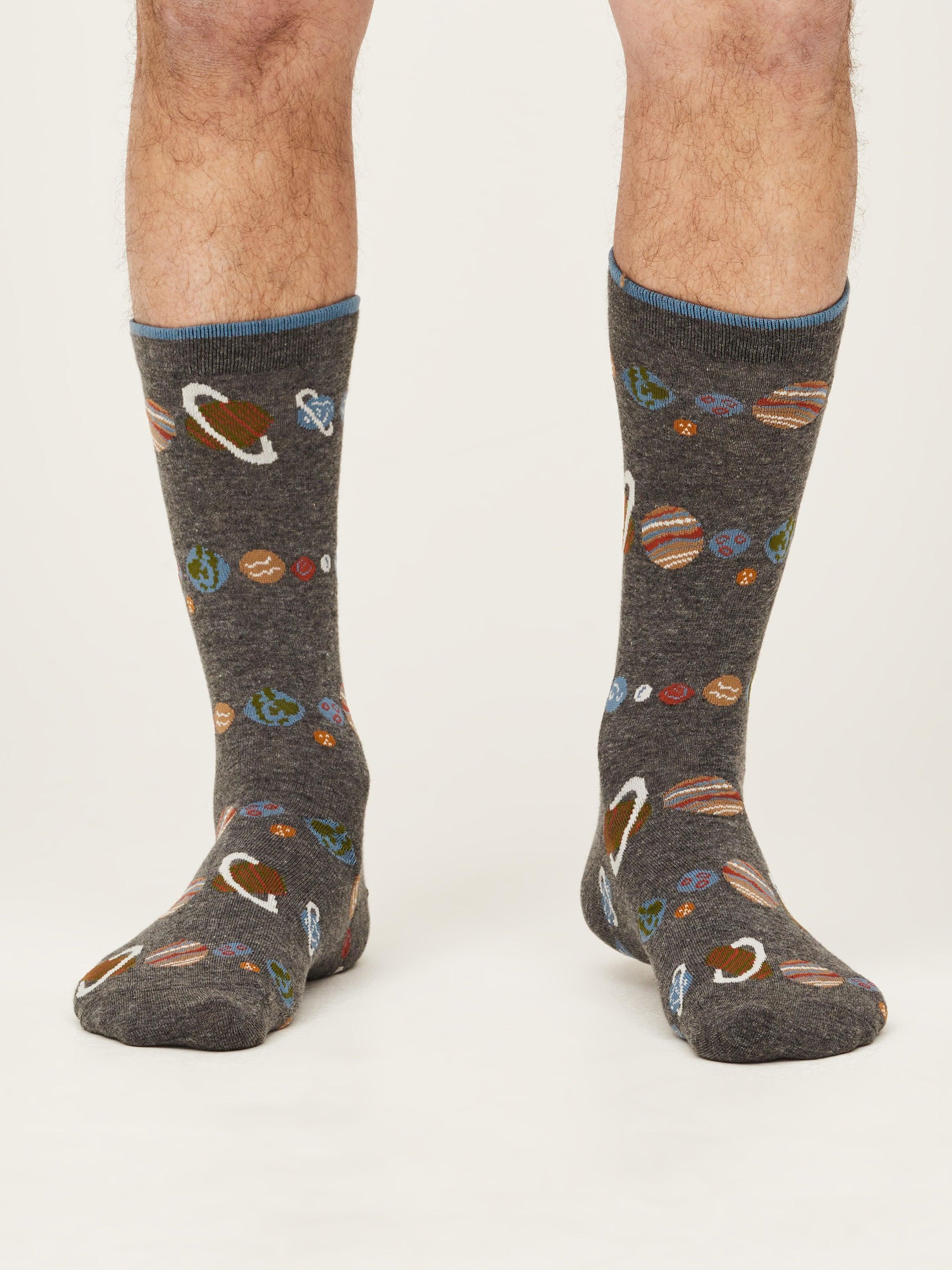 GOTS Galactic Socks - Dark Grey Marle - Thought Clothing UK