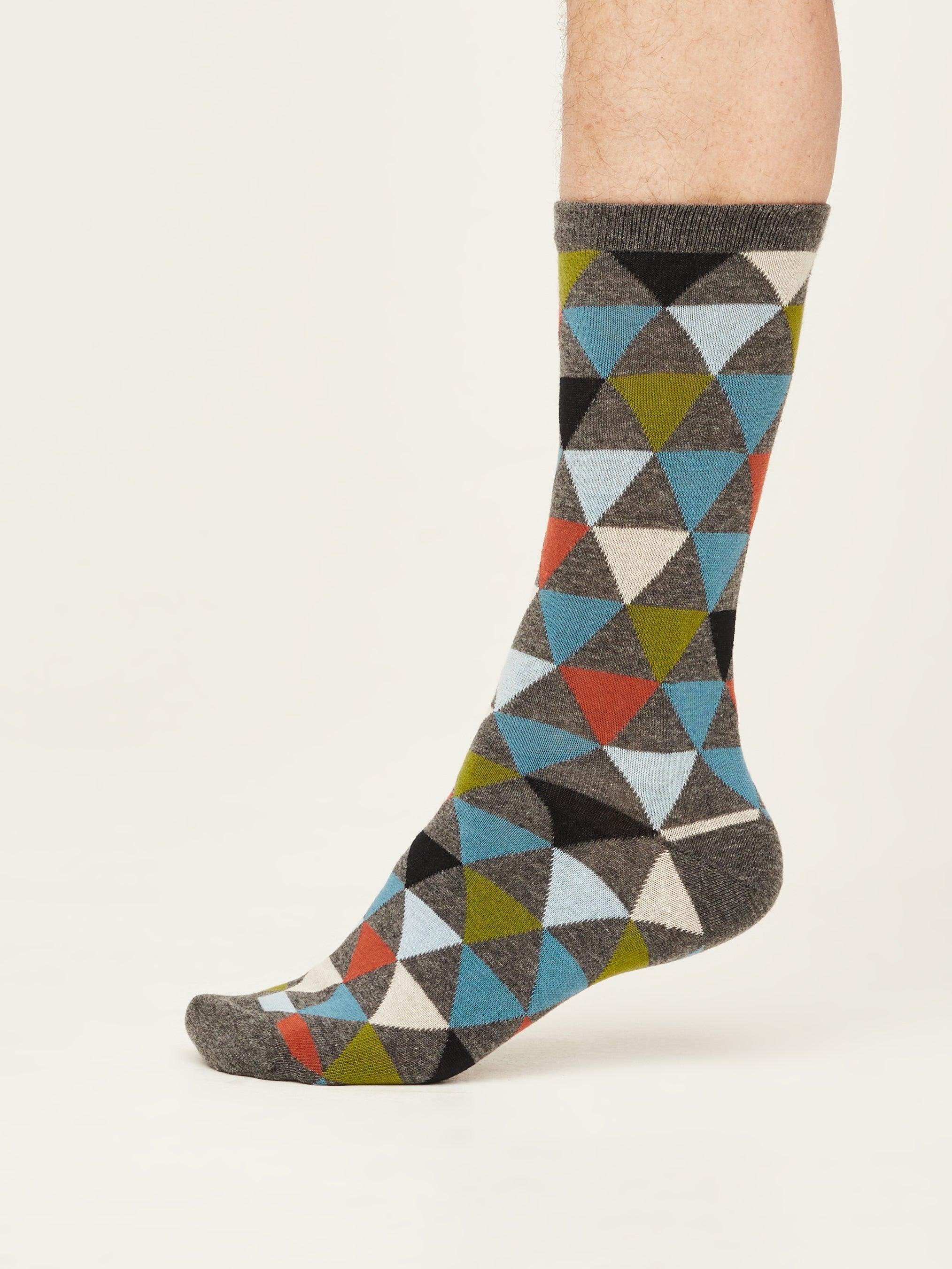 GOTS Geometric Socks - Dark Grey Marle - Thought Clothing UK