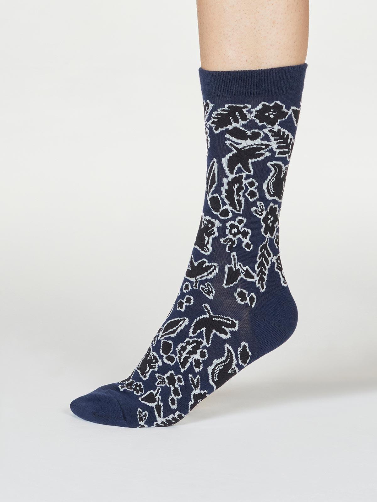 Essie Forest Animal Socks - Navy - Thought Clothing UK