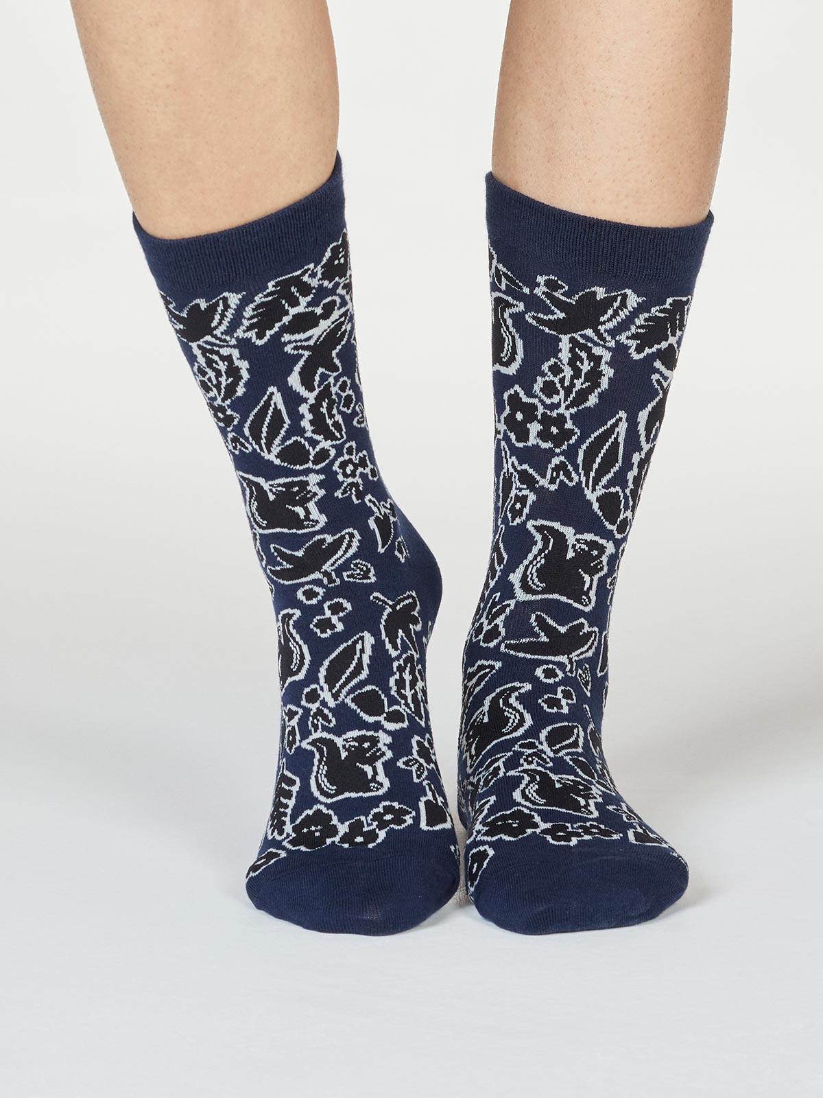 Essie Forest Animal Socks - Navy - Thought Clothing UK