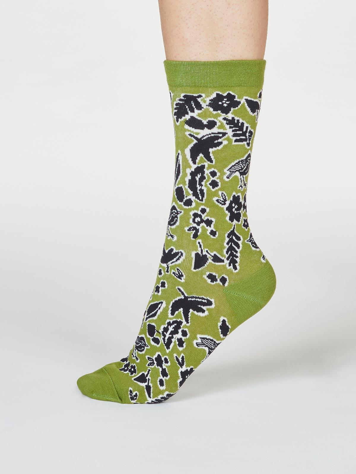 Essie Forest Animal Socks - Olive Green - Thought Clothing UK