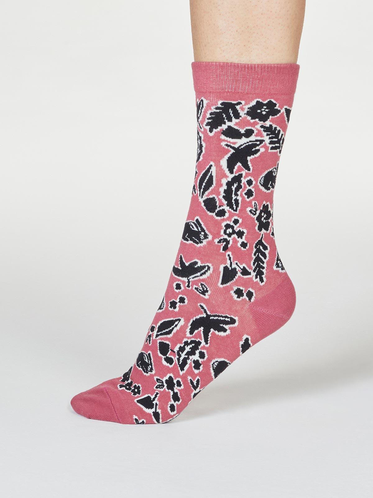 Essie Forest Animal Socks - Rose Pink - Thought Clothing UK