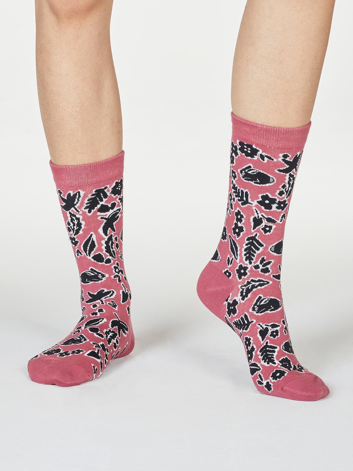 Essie Forest Animal Socks - Rose Pink - Thought Clothing UK