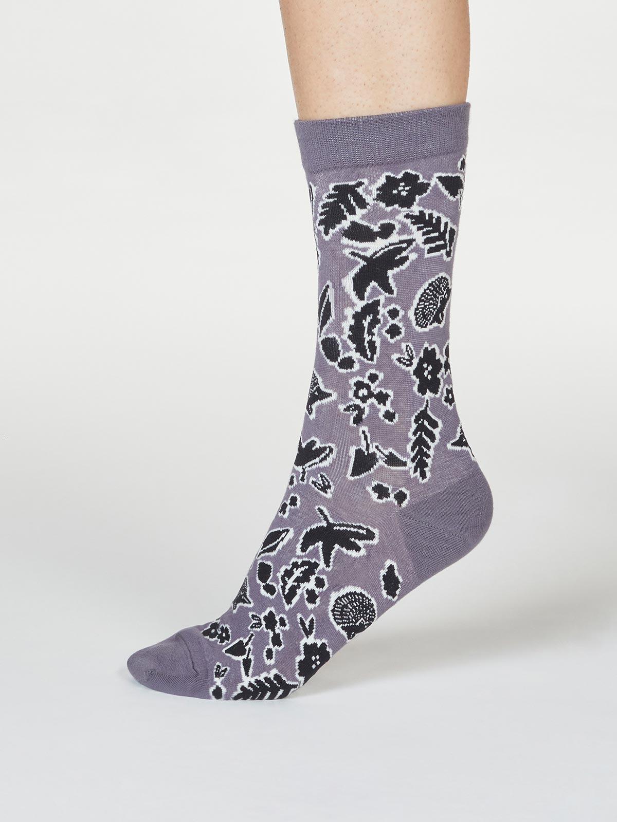 Essie Forest Animal Socks - Slate Grey - Thought Clothing UK