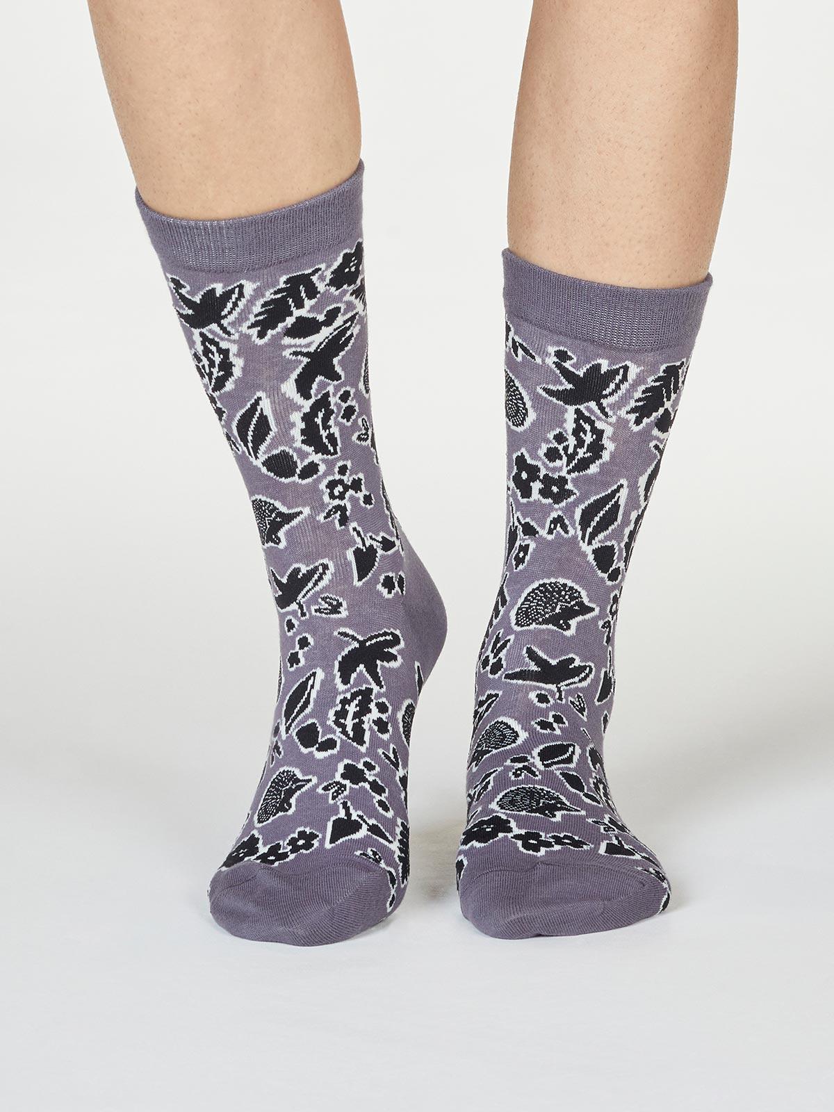 Essie Forest Animal Socks - Slate Grey - Thought Clothing UK