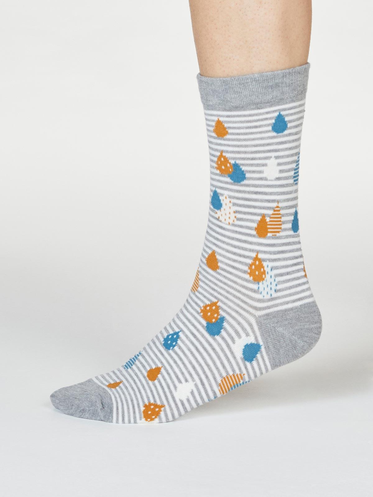 Juliette Raindrop Socks - Grey Marle - Thought Clothing UK