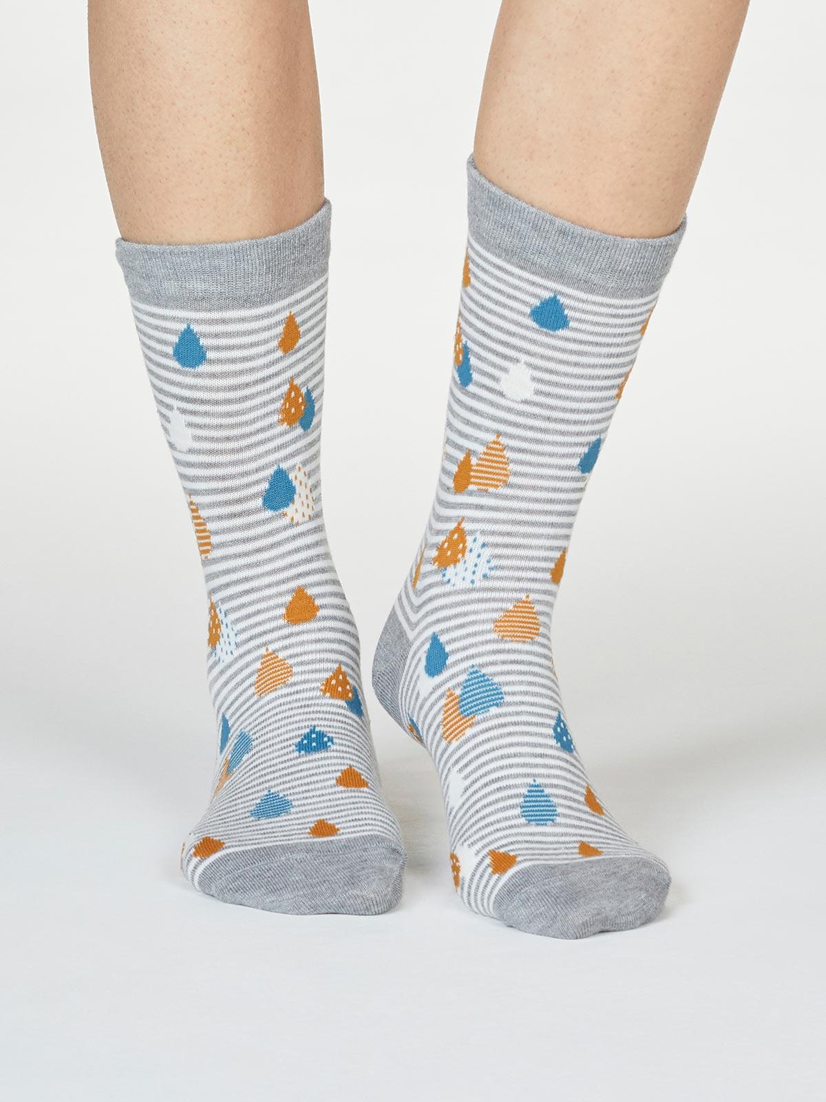 Juliette Raindrop Socks - Grey Marle - Thought Clothing UK