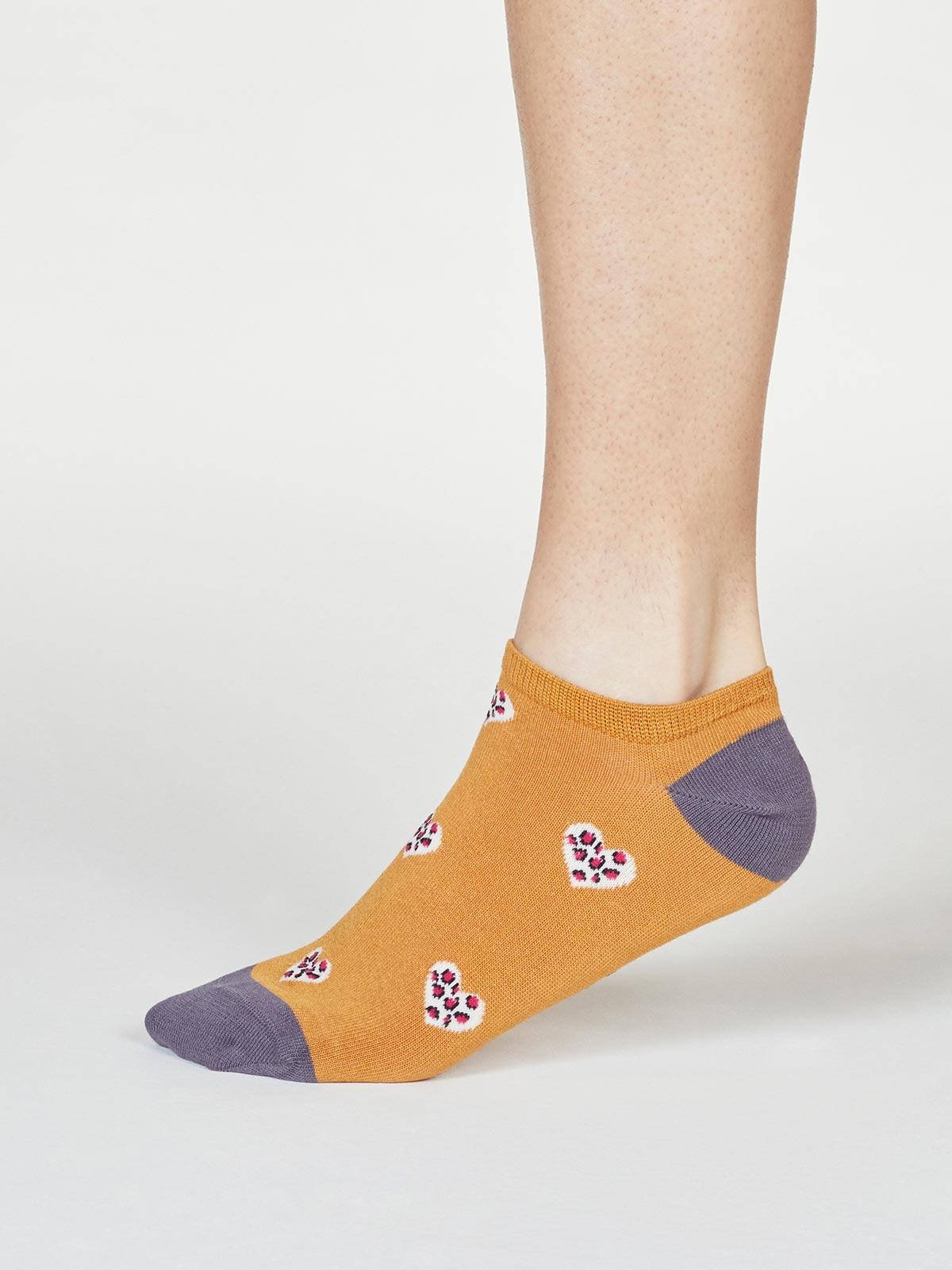 Lily Leopard Heart Bamboo Trainer Socks - Thought Clothing UK