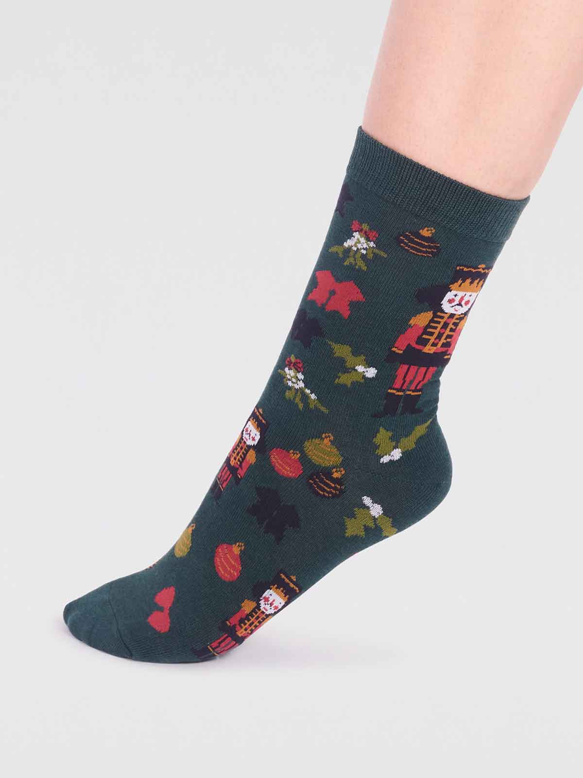 Clara Bamboo Nutcracker Sock - Forest Green