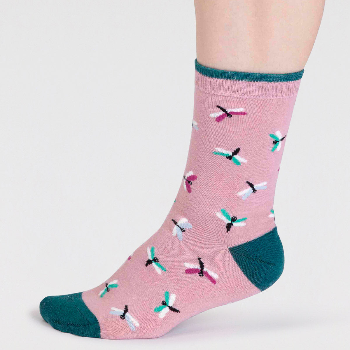 Navy, Womens Marguerite Floral Organic Cotton Socks