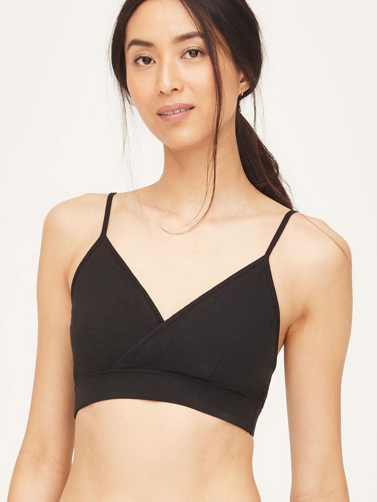 Black Organic Jersey Bralette With Sheer Mesh Details See Through