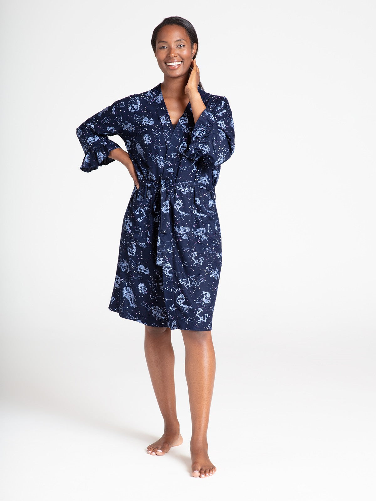 Kira Lenzing™ Ecovero™ Dressing Gown - Navy Blue