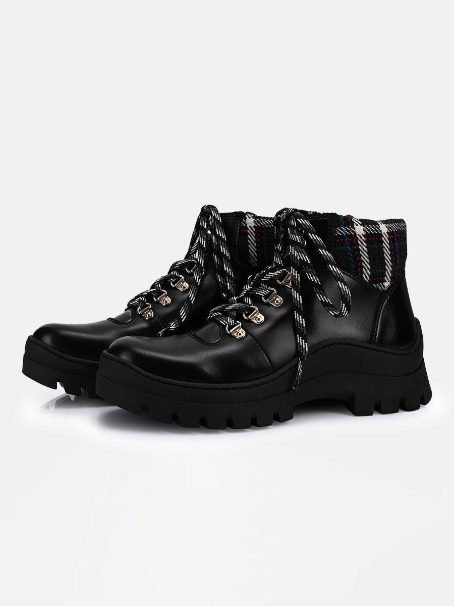 ALOHAS Danny Vegan Black Check Boot Black