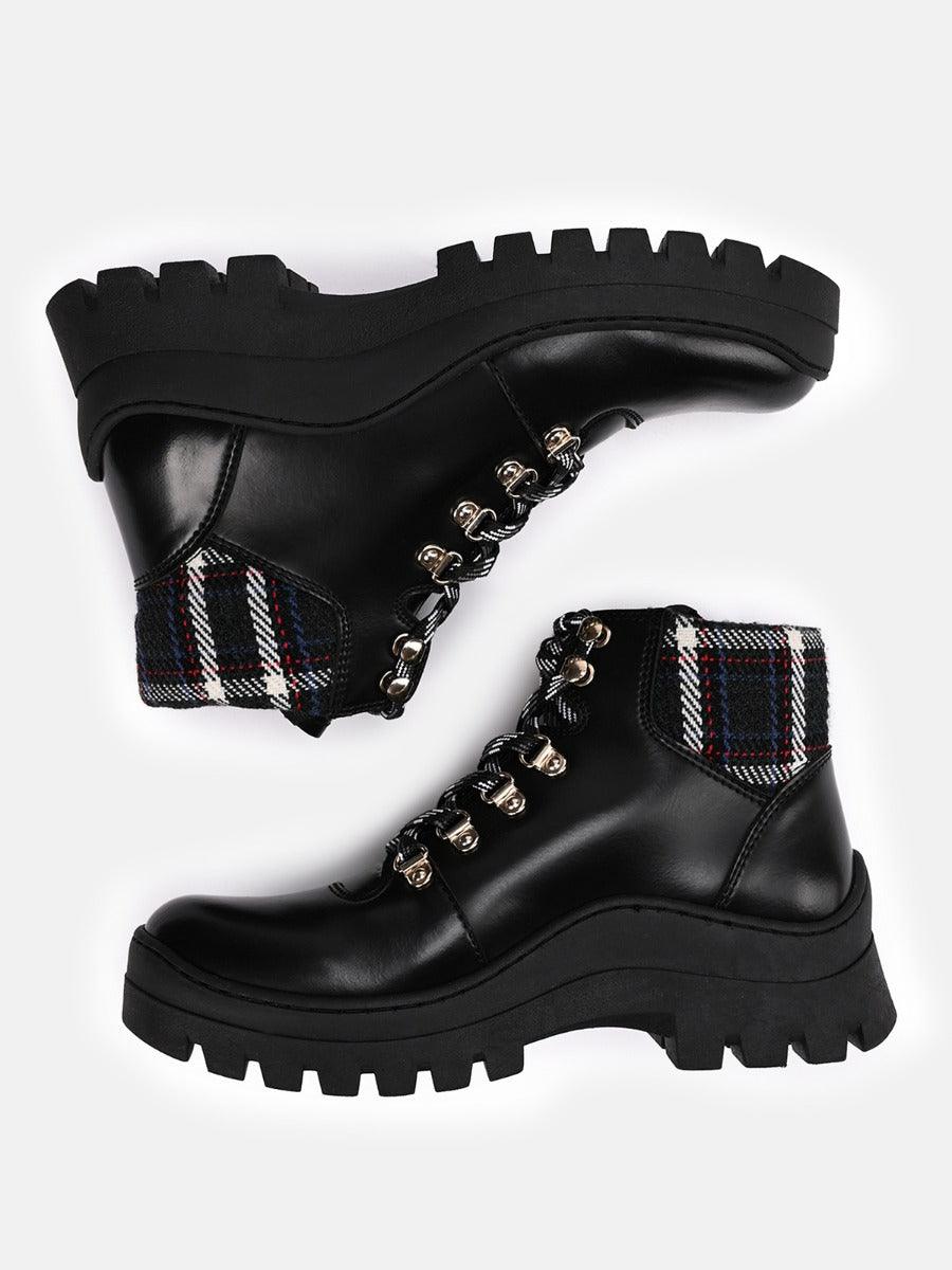 ALOHAS Danny Vegan Black Check Boot Black