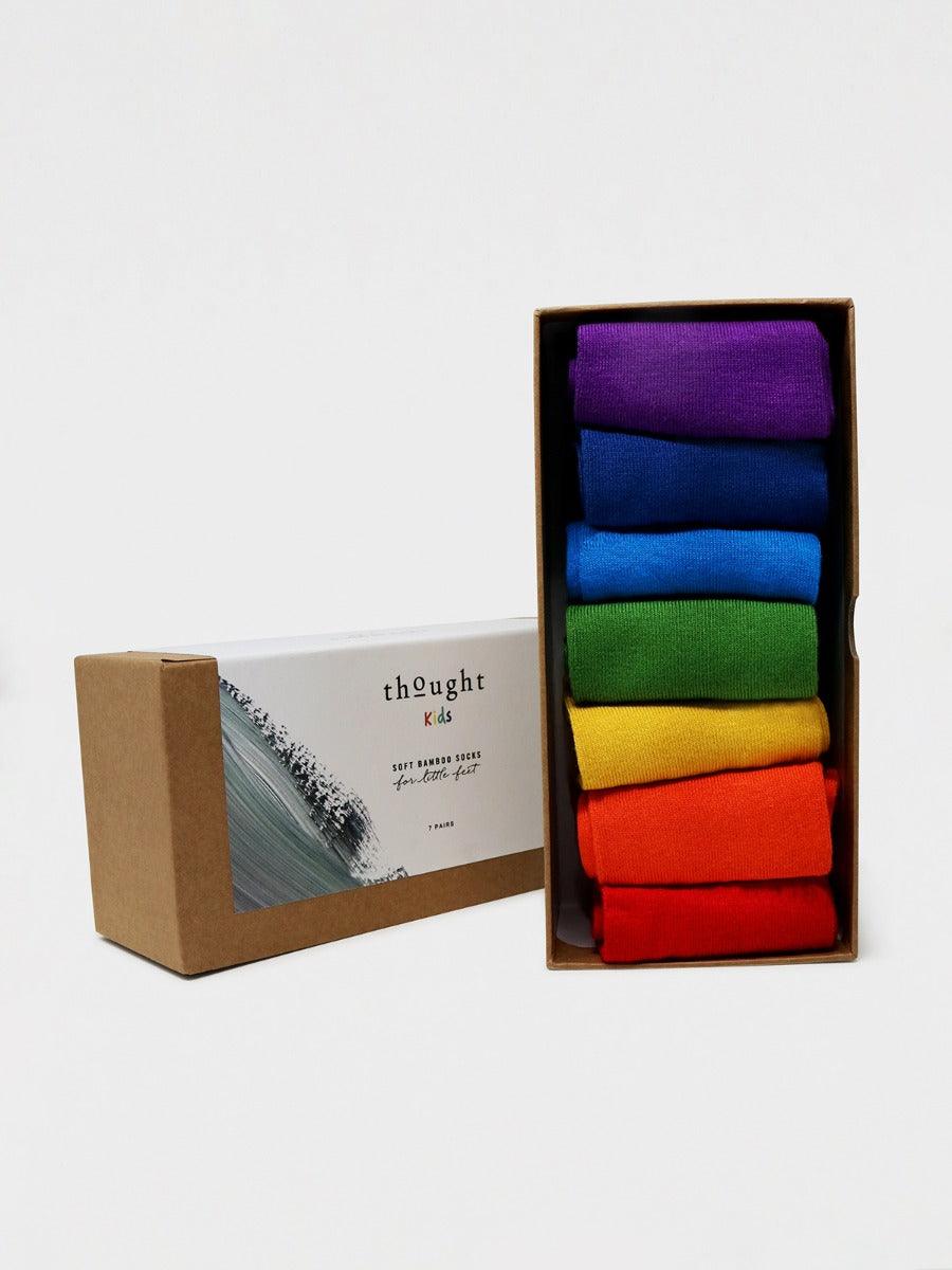 Rainbow Bamboo Organic Cotton Kids' Socks Gift Box (7 Pairs) – Our Sock  Stories